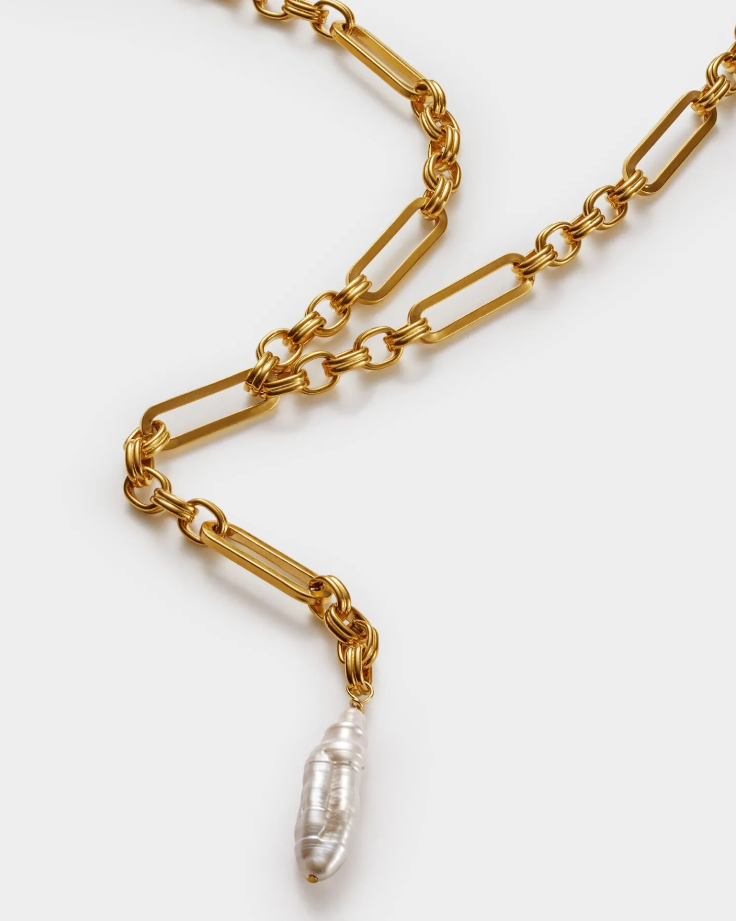 Allure Waterproof Gold Pearl Lariat Necklace