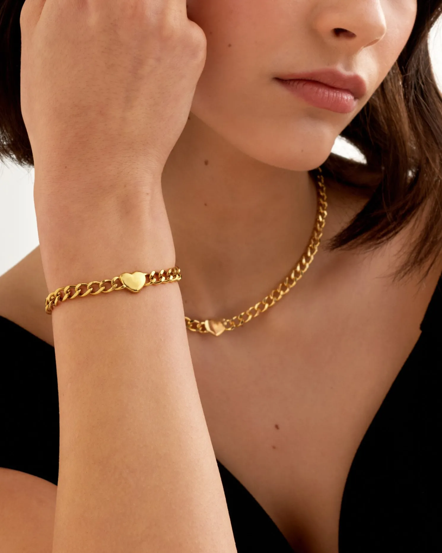 Allure Waterproof Gold Heart Chain Bracelet