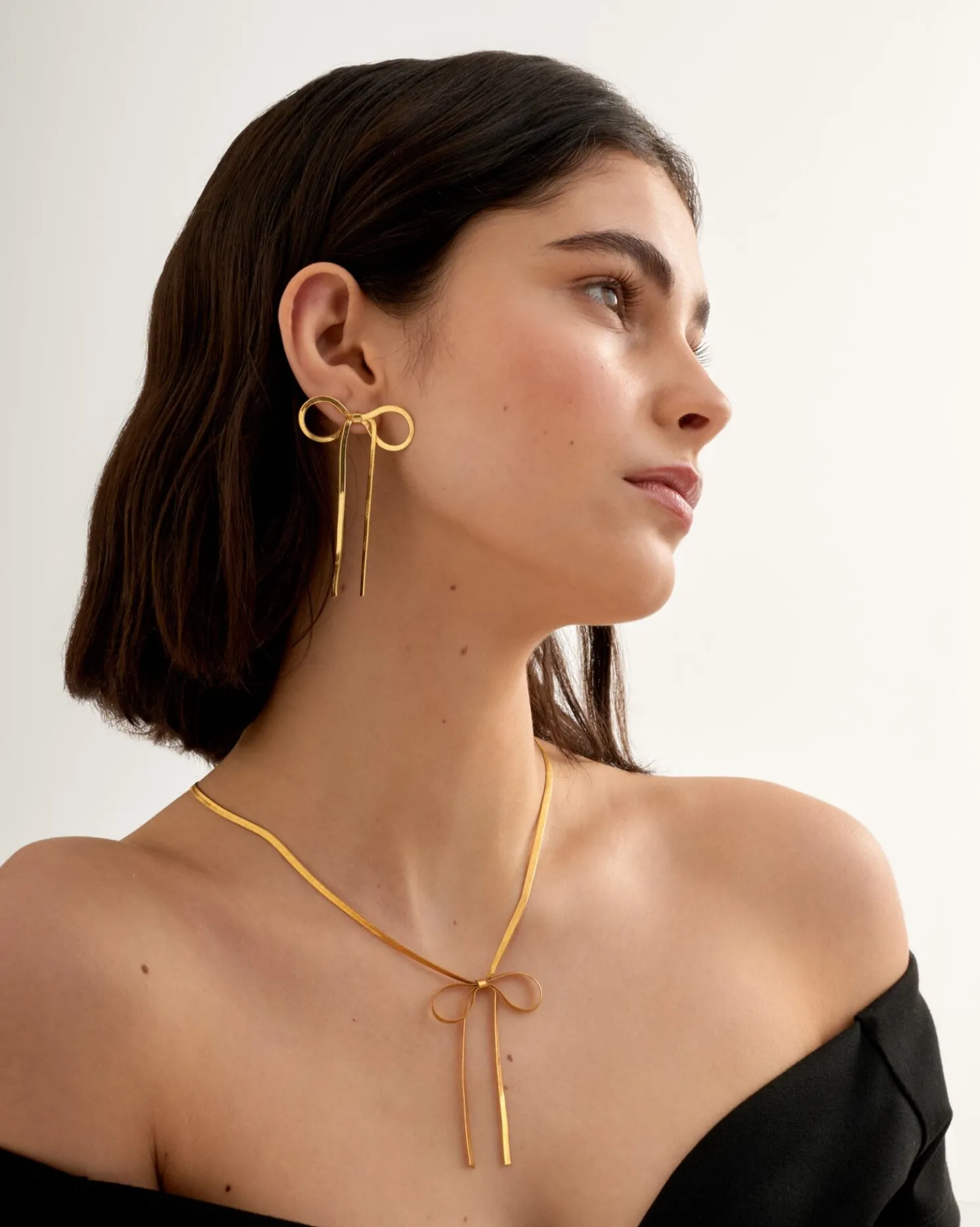 Amelie Waterproof Gold Bow Oversized Earrings