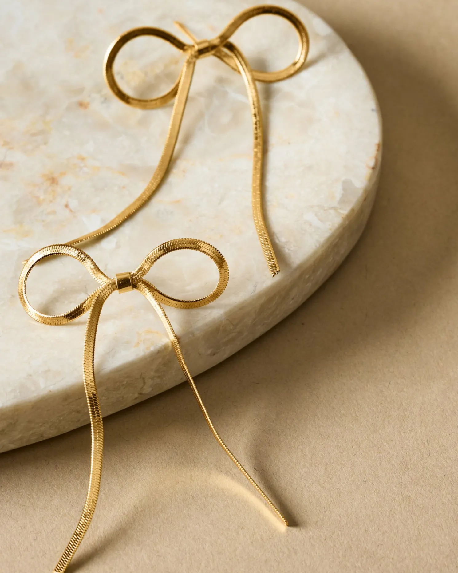Amelie Waterproof Gold Bow Oversized Earrings