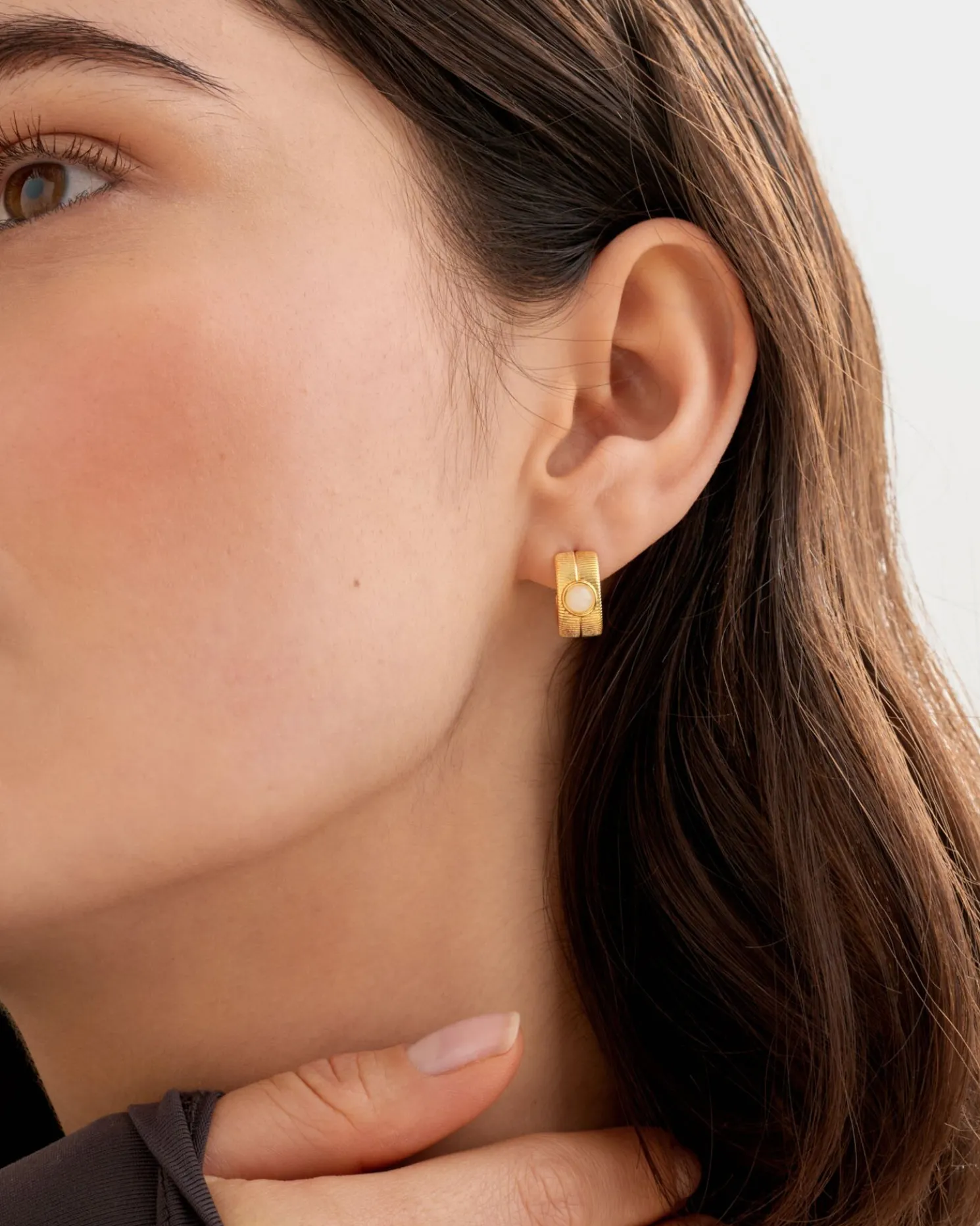April' Waterproof Gold Birthstone Hoop Earrings