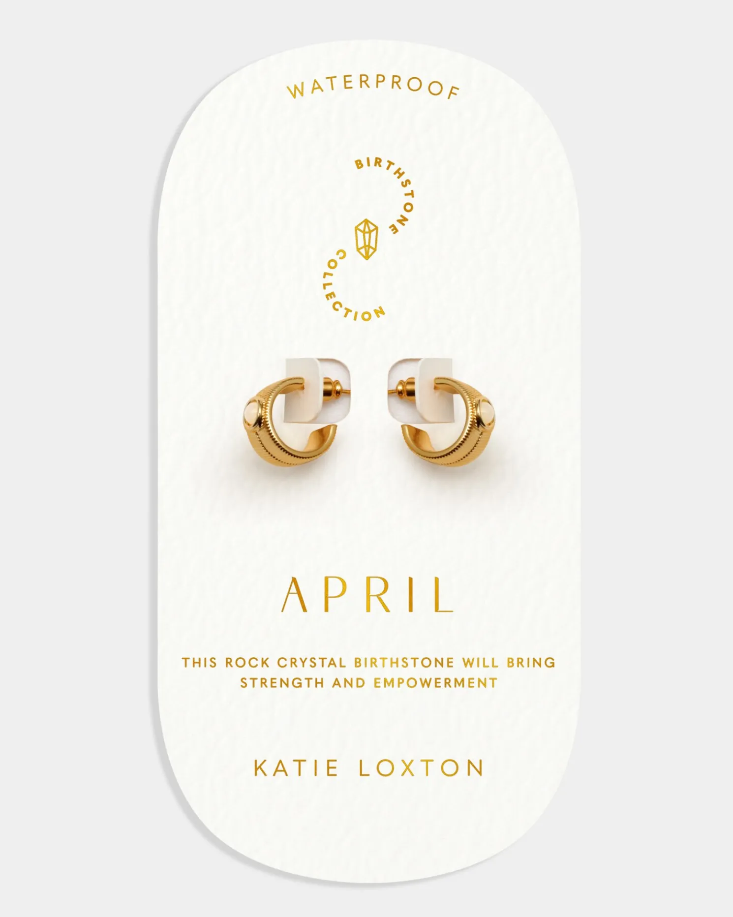 April' Waterproof Gold Birthstone Hoop Earrings