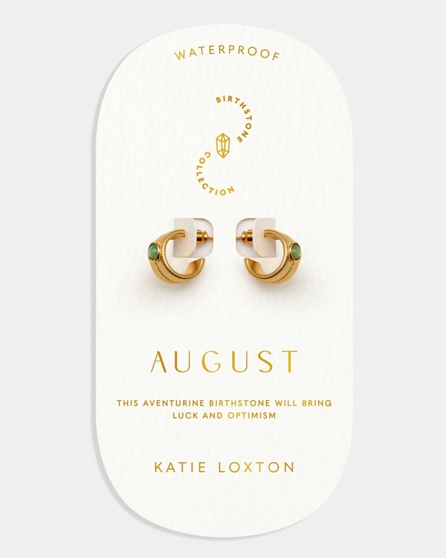 August' Waterproof Gold Birthstone Hoop Earrings
