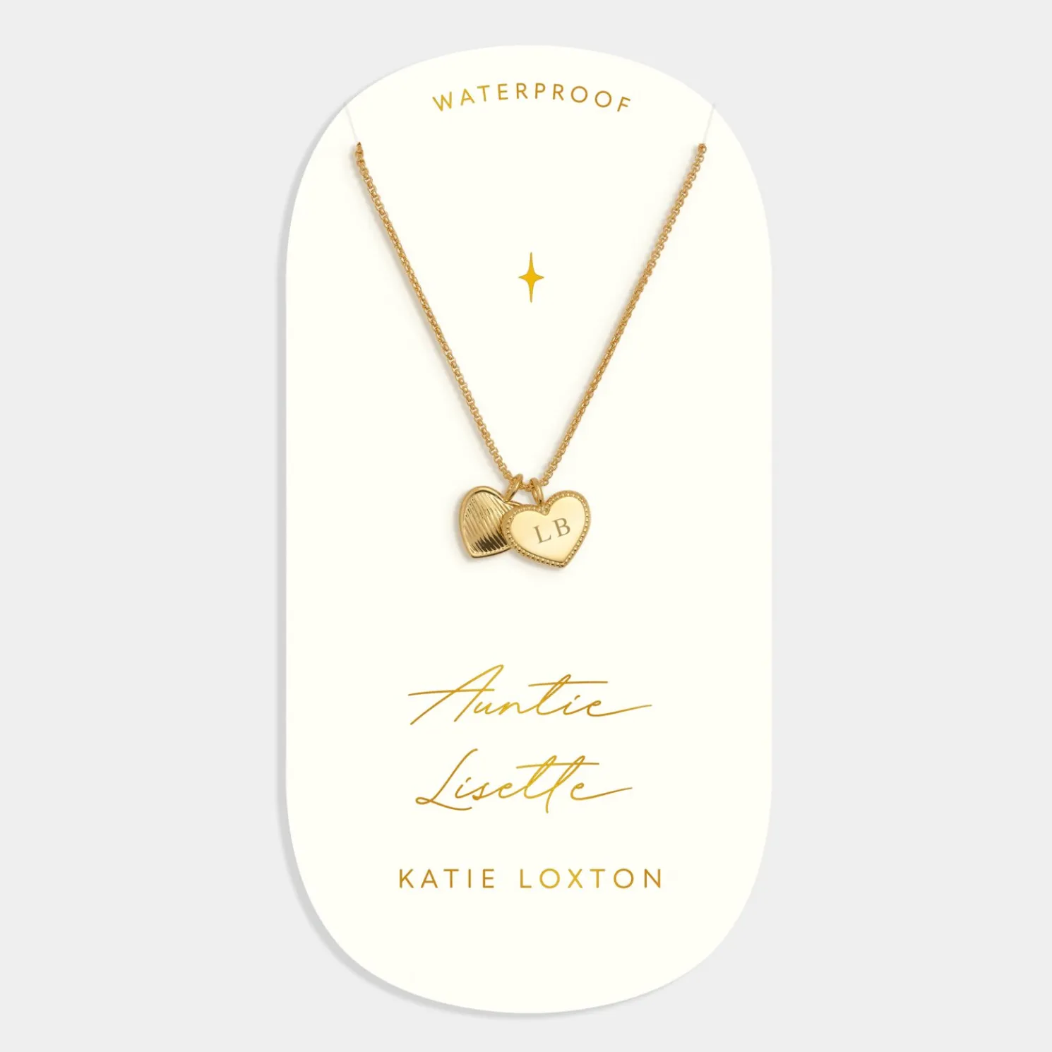 Auntie' Waterproof Gold Sentiment Necklace