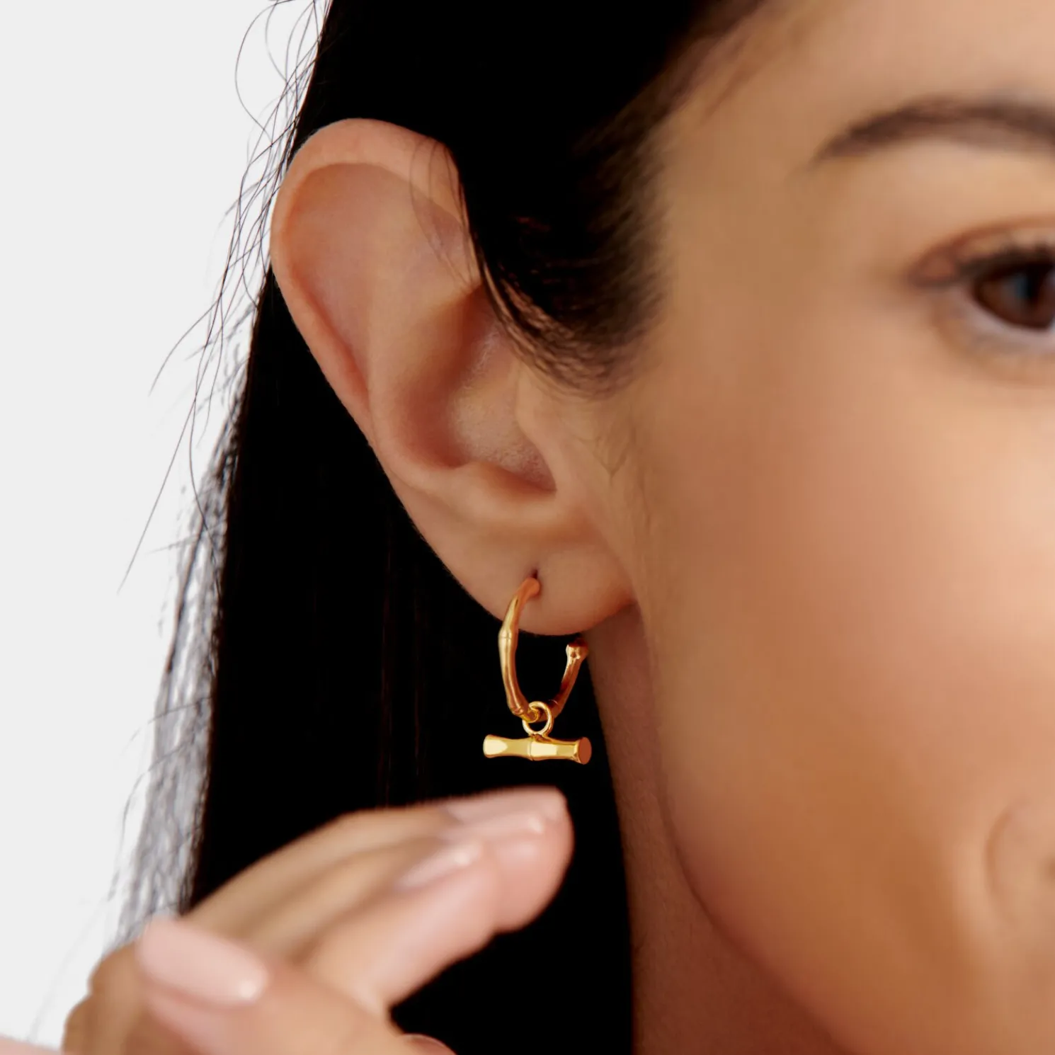 Bamboo Waterproof Gold Hoop Earrings