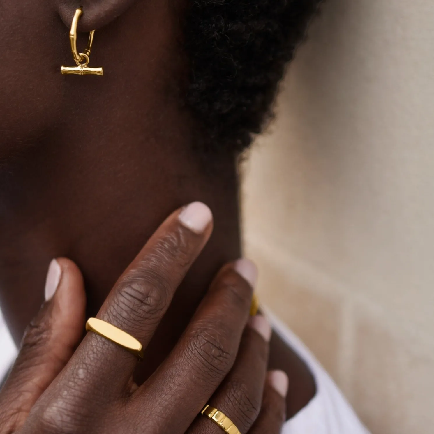 Bamboo Waterproof Gold Hoop Earrings