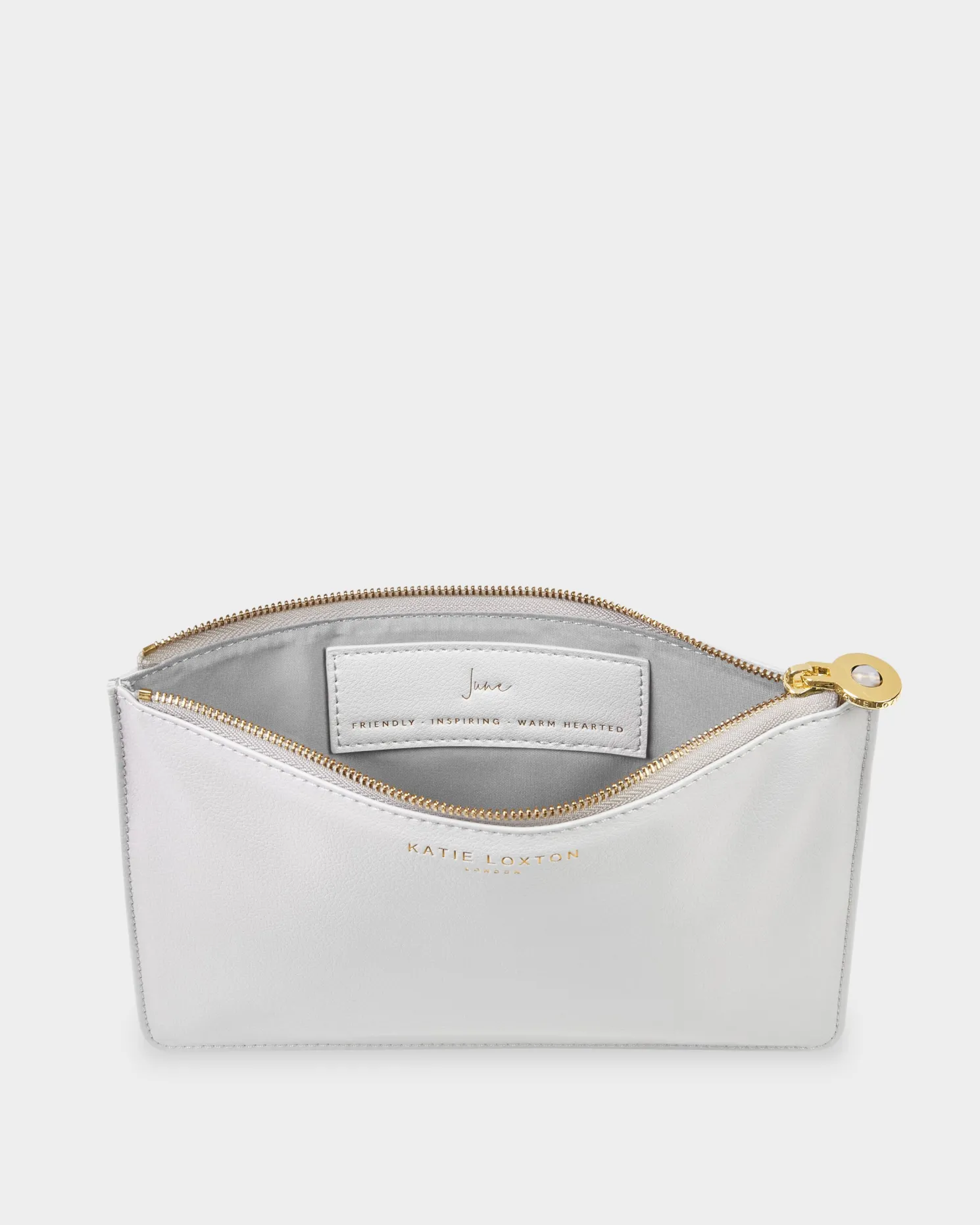 Birthstone Perfect Pouch 'June' Moonstone in Pale Grey