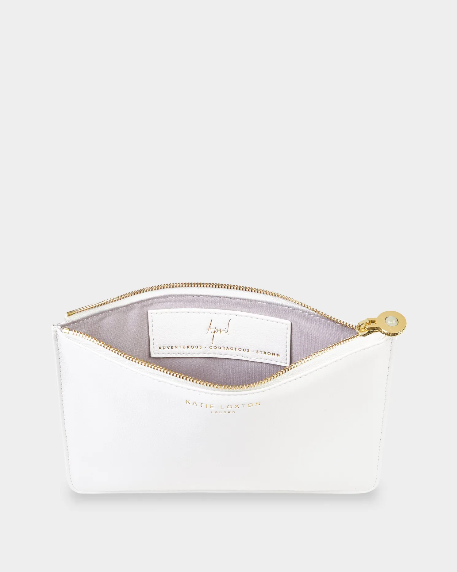 Birthstone Perfect Pouch 'April' Rock Crystal White