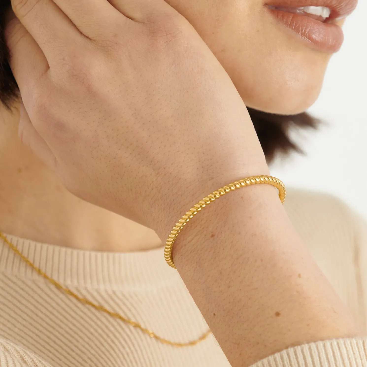 Celine Waterproof Gold Rope Bangle