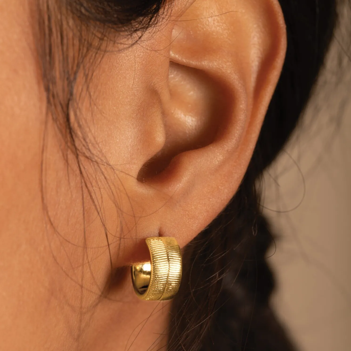 Ciana Waterproof Gold Snake Huggie Hoop Earrings