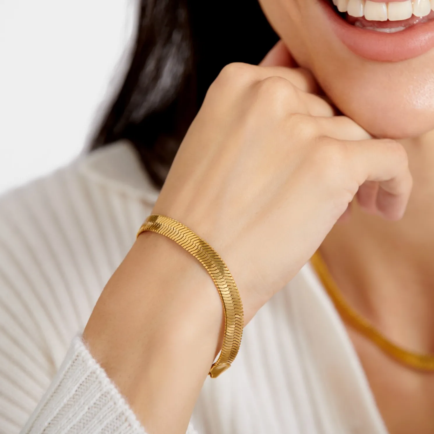 Ciana Waterproof Gold Large Snake Chain Bracelet