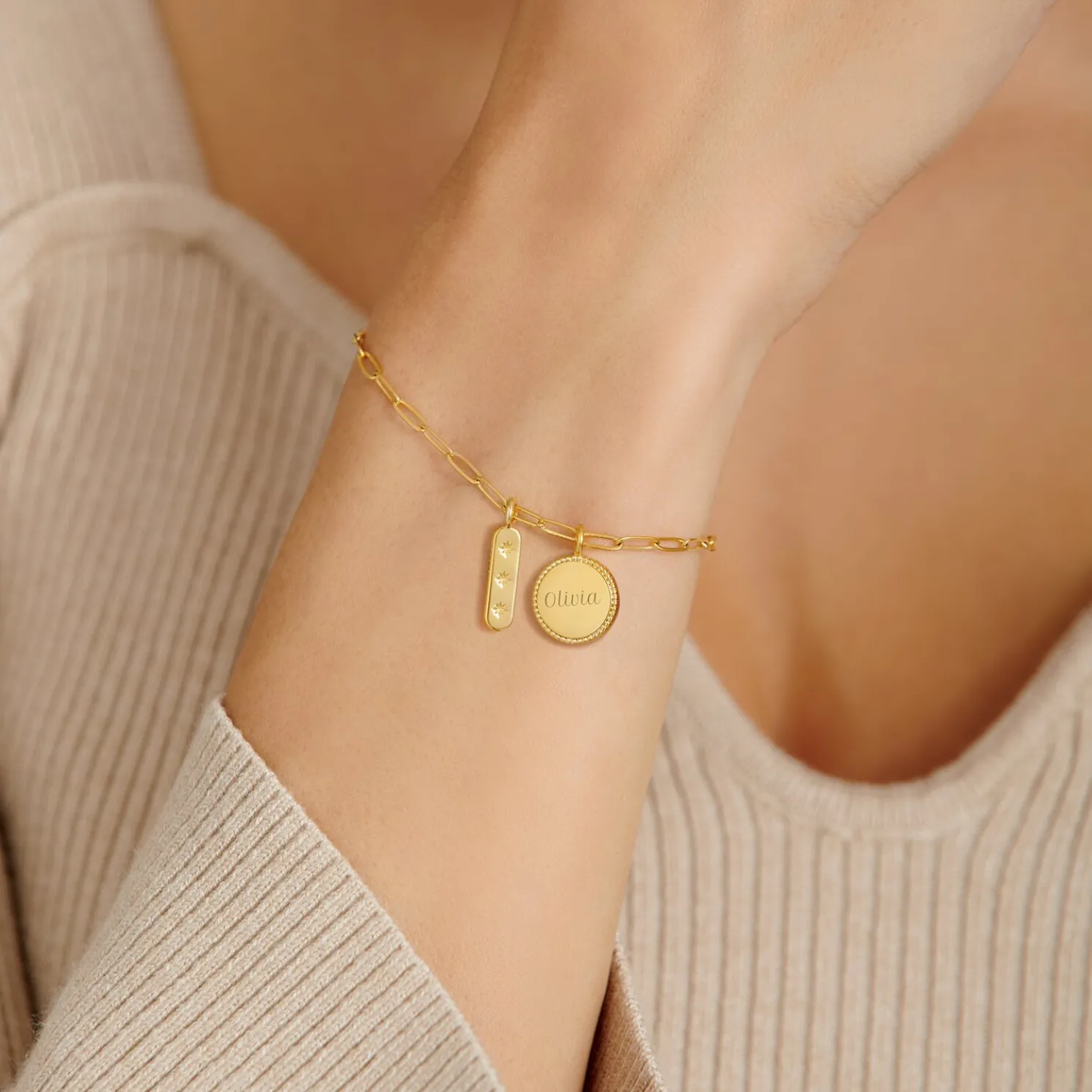 Dreamer' Waterproof Gold Charm Bracelet
