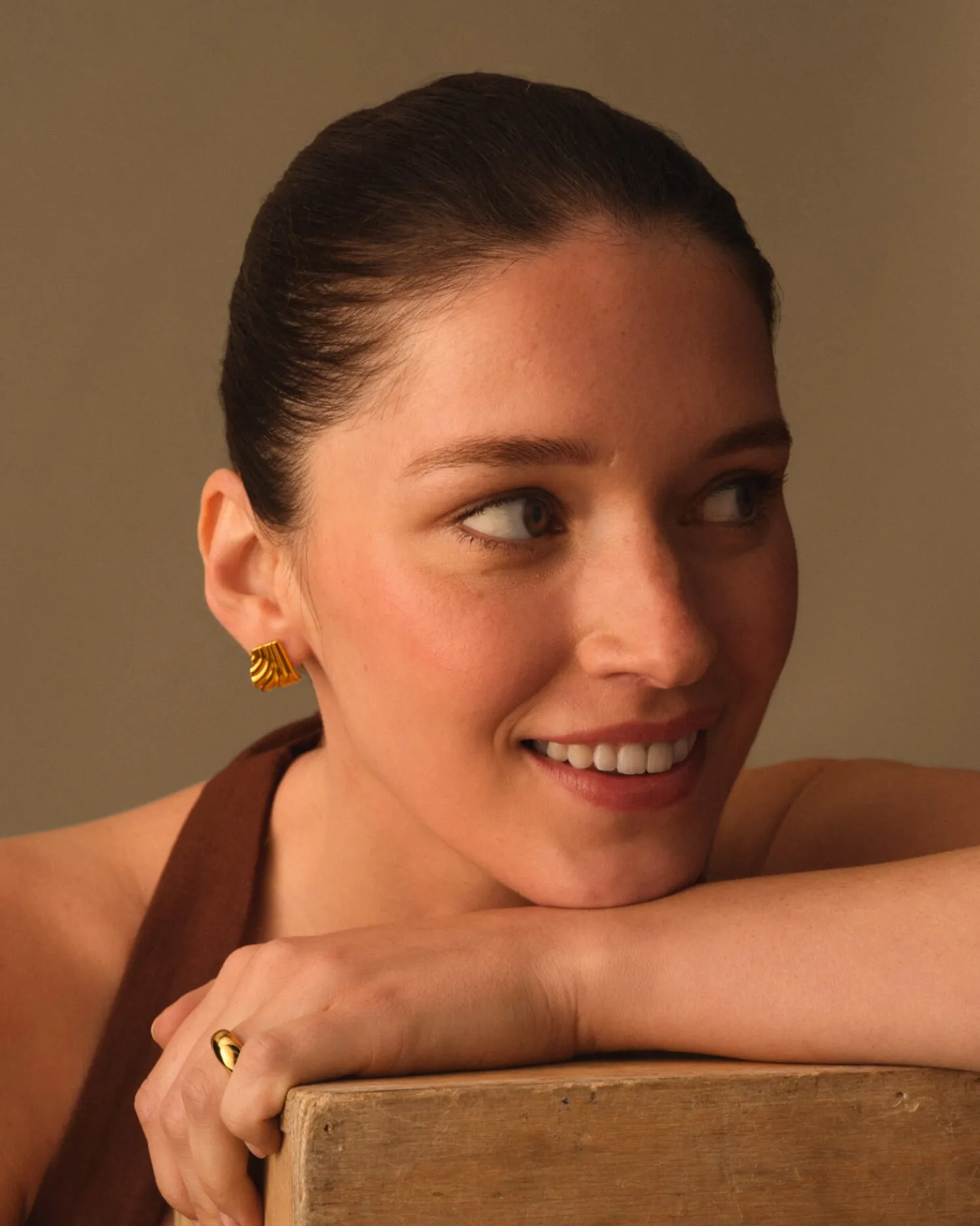 Era Waterproof Gold Oversized Stud Earrings