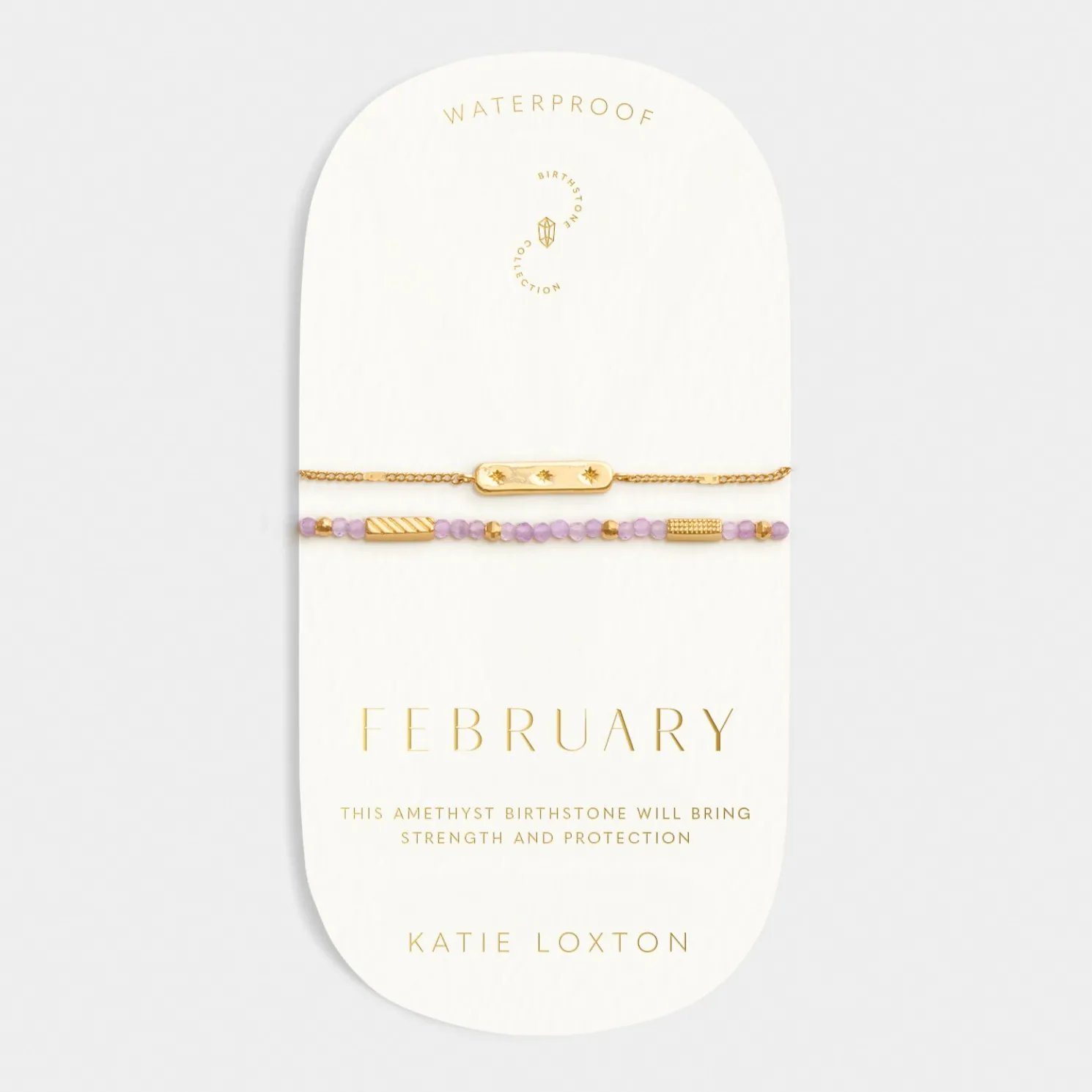 February' Waterproof Gold Birthstone Bracelet