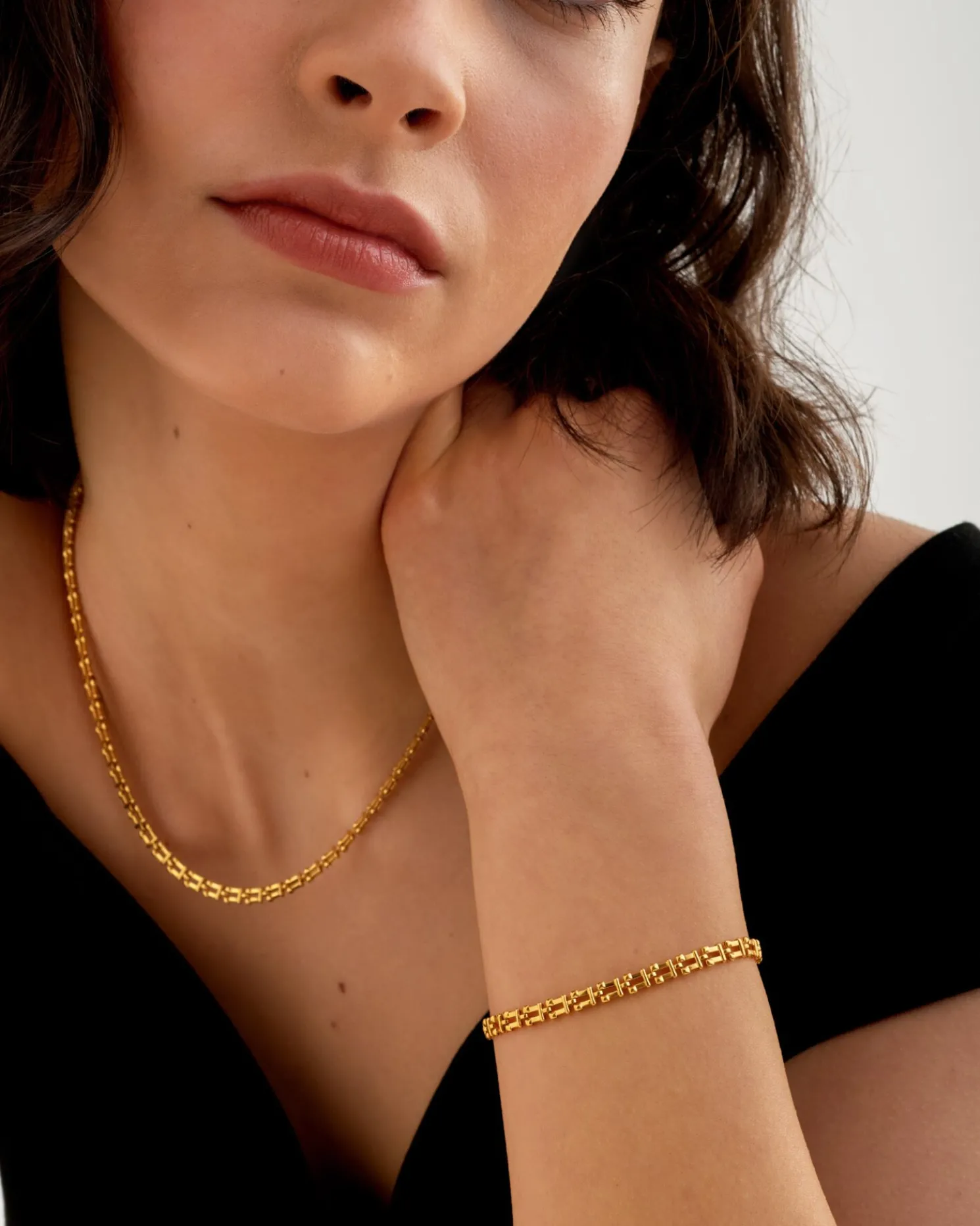 Grecian Waterproof Gold Link Bracelet