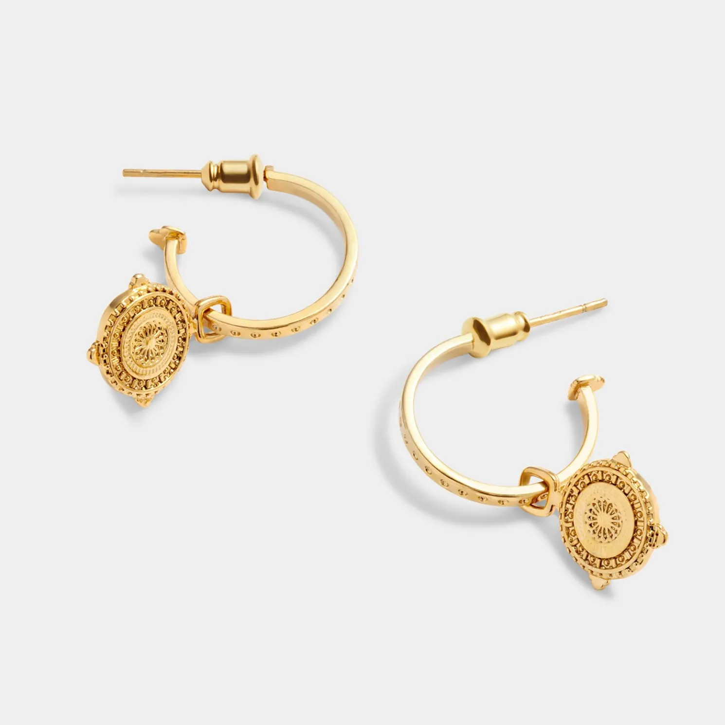Happiness' Waterproof Gold Antique Coin Hoop Earrings