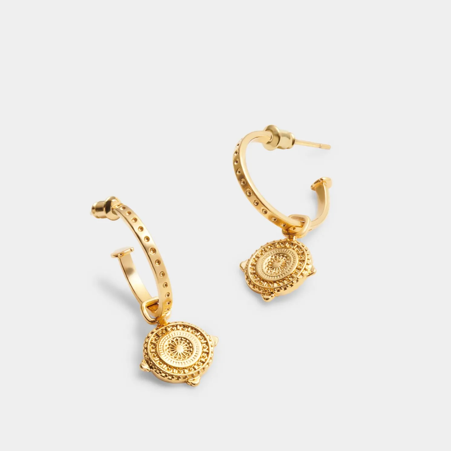 Happiness' Waterproof Gold Antique Coin Hoop Earrings