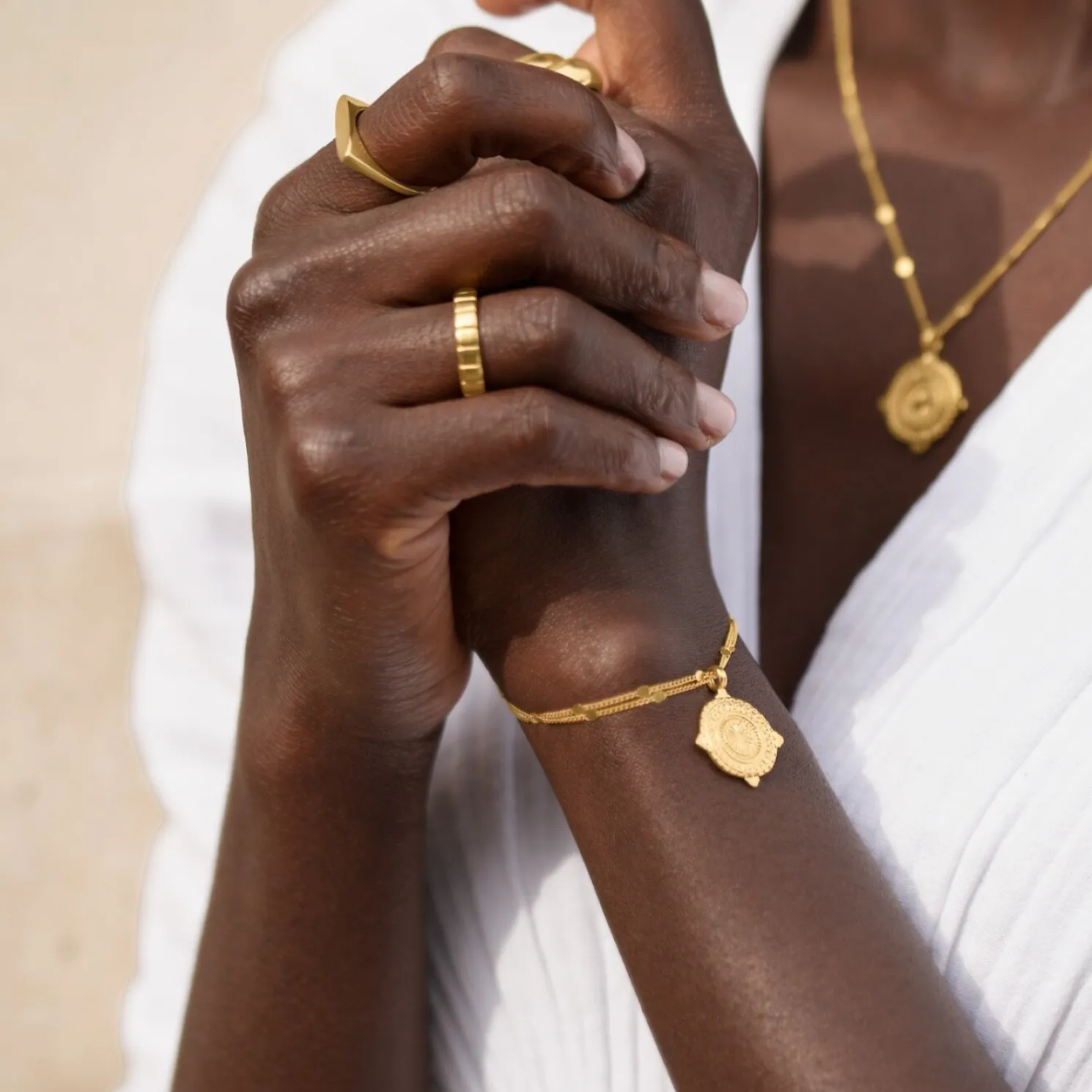 Happiness' Waterproof Gold Antique Coin Bracelet