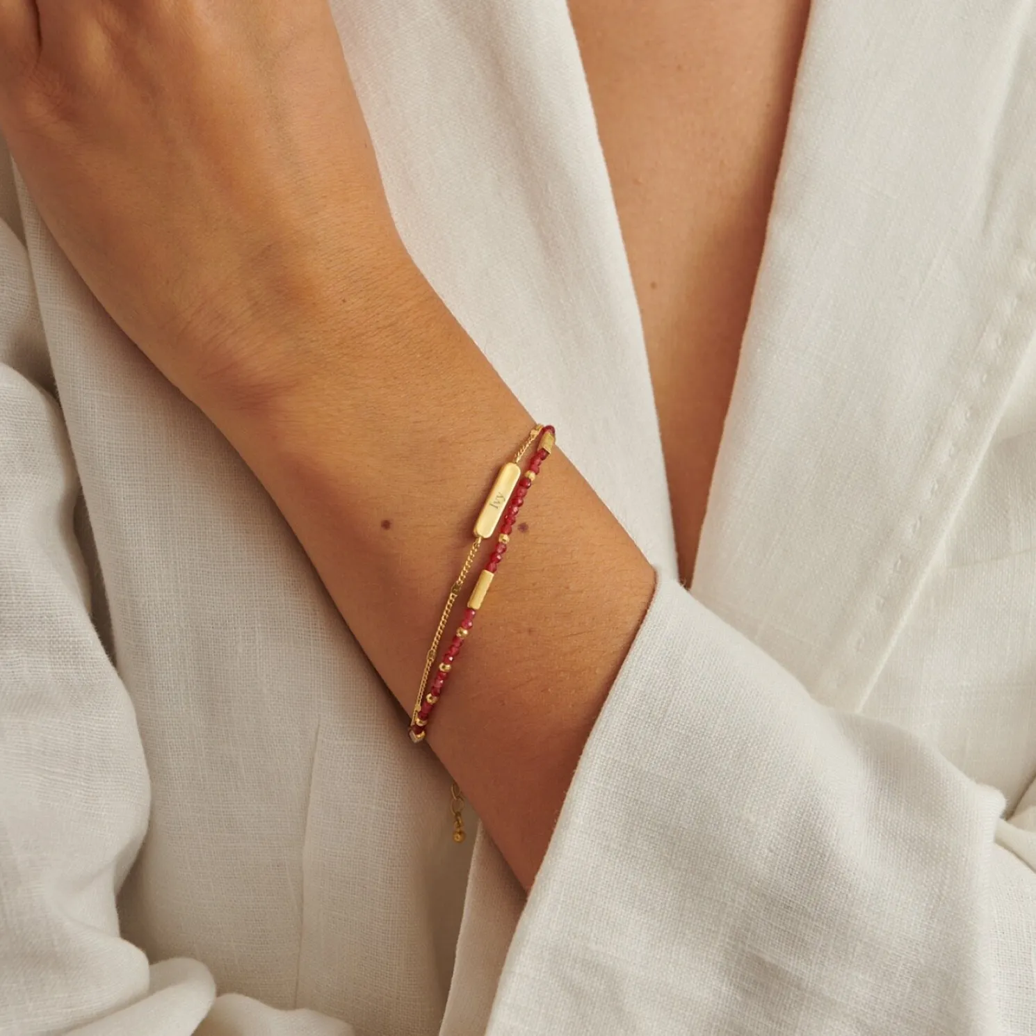 January' Waterproof Gold Birthstone Bracelet