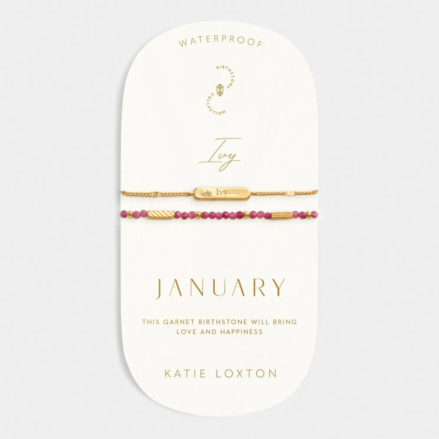 January' Waterproof Gold Birthstone Bracelet