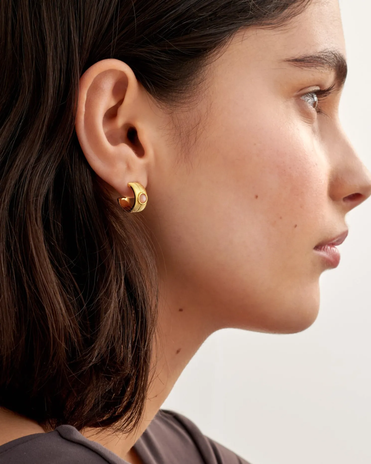 July' Waterproof Gold Birthstone Hoop Earrings