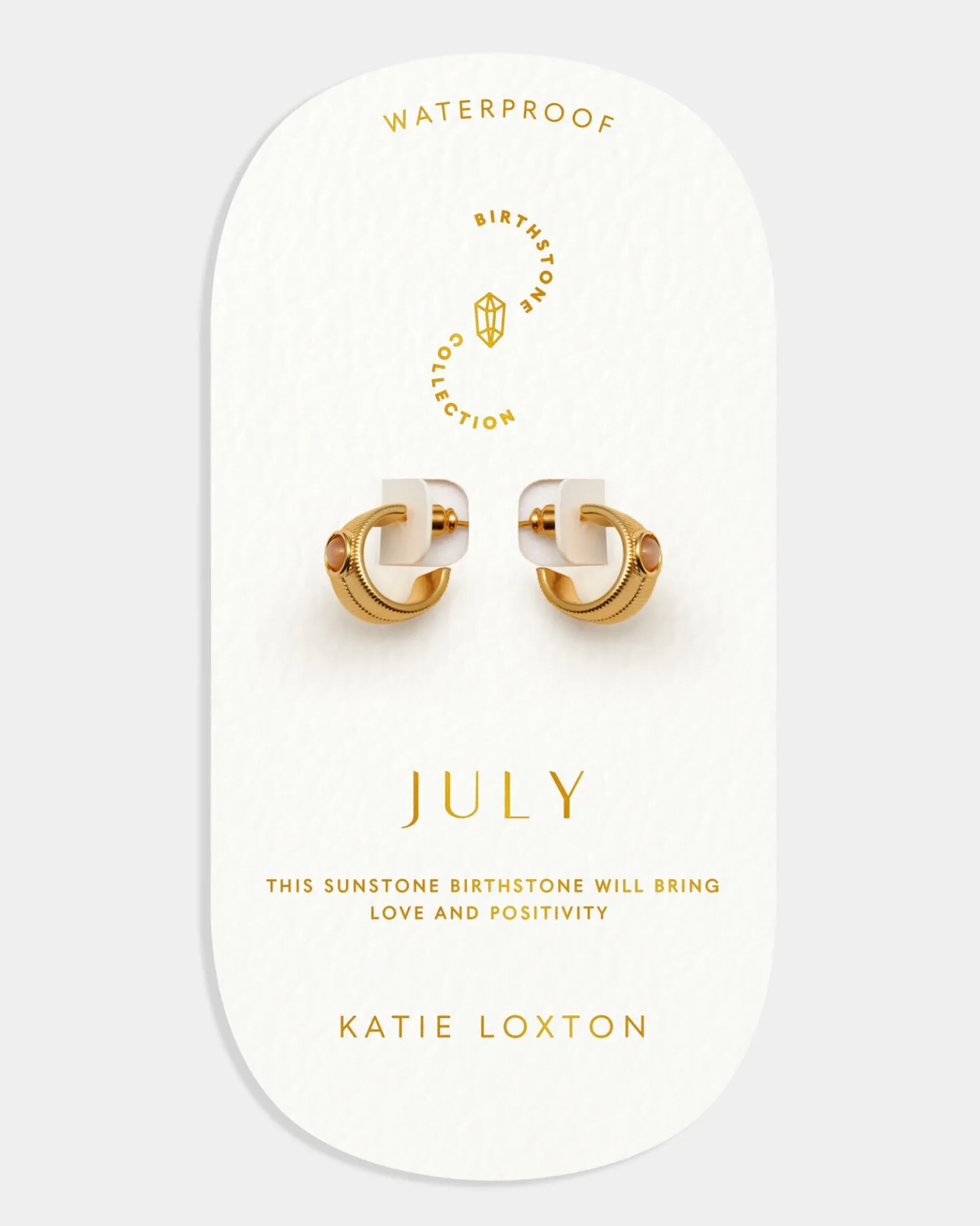 July' Waterproof Gold Birthstone Hoop Earrings