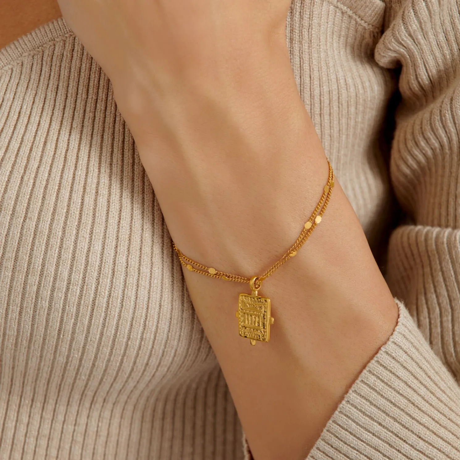 Luck' Waterproof Gold Antique Coin Bracelet