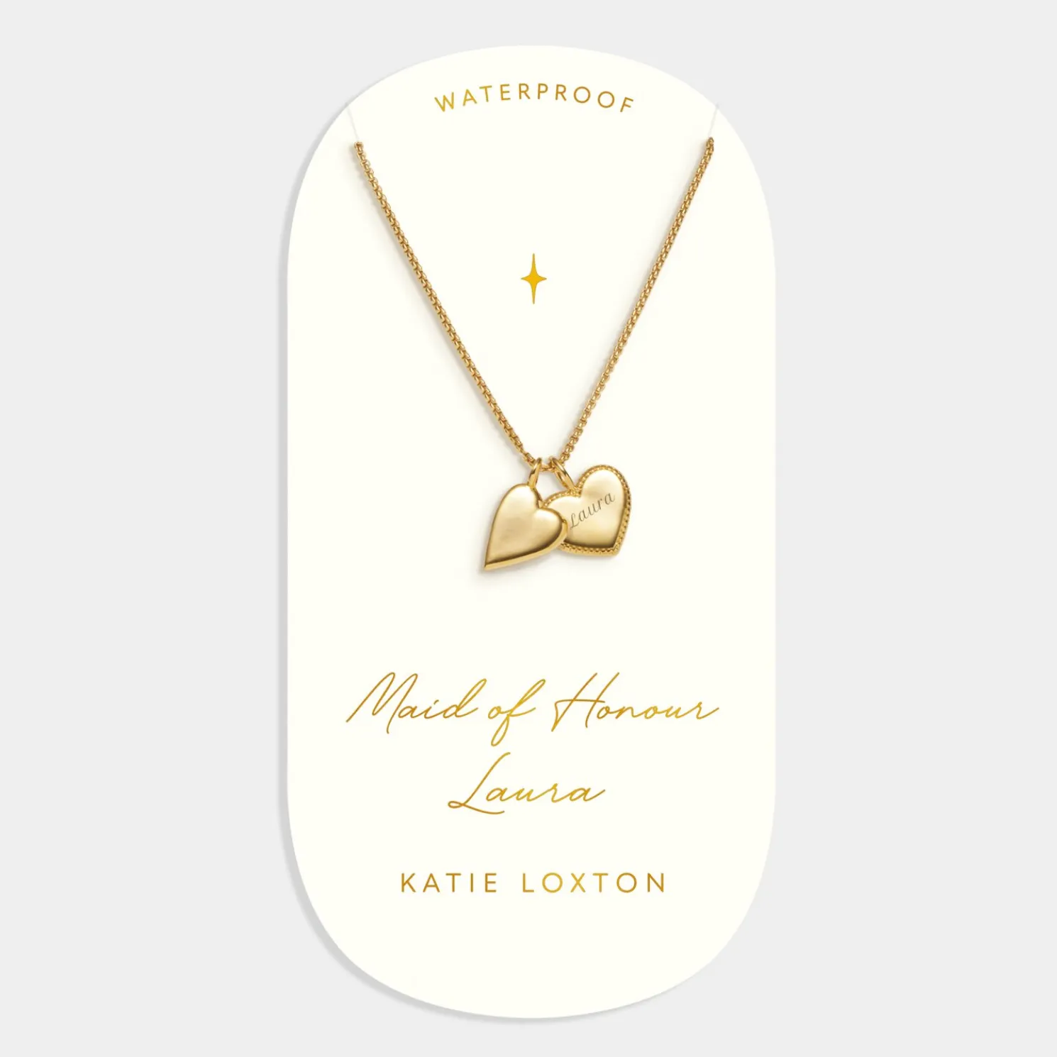 Maid Of Honour' Waterproof Gold Bridal Charm Necklace