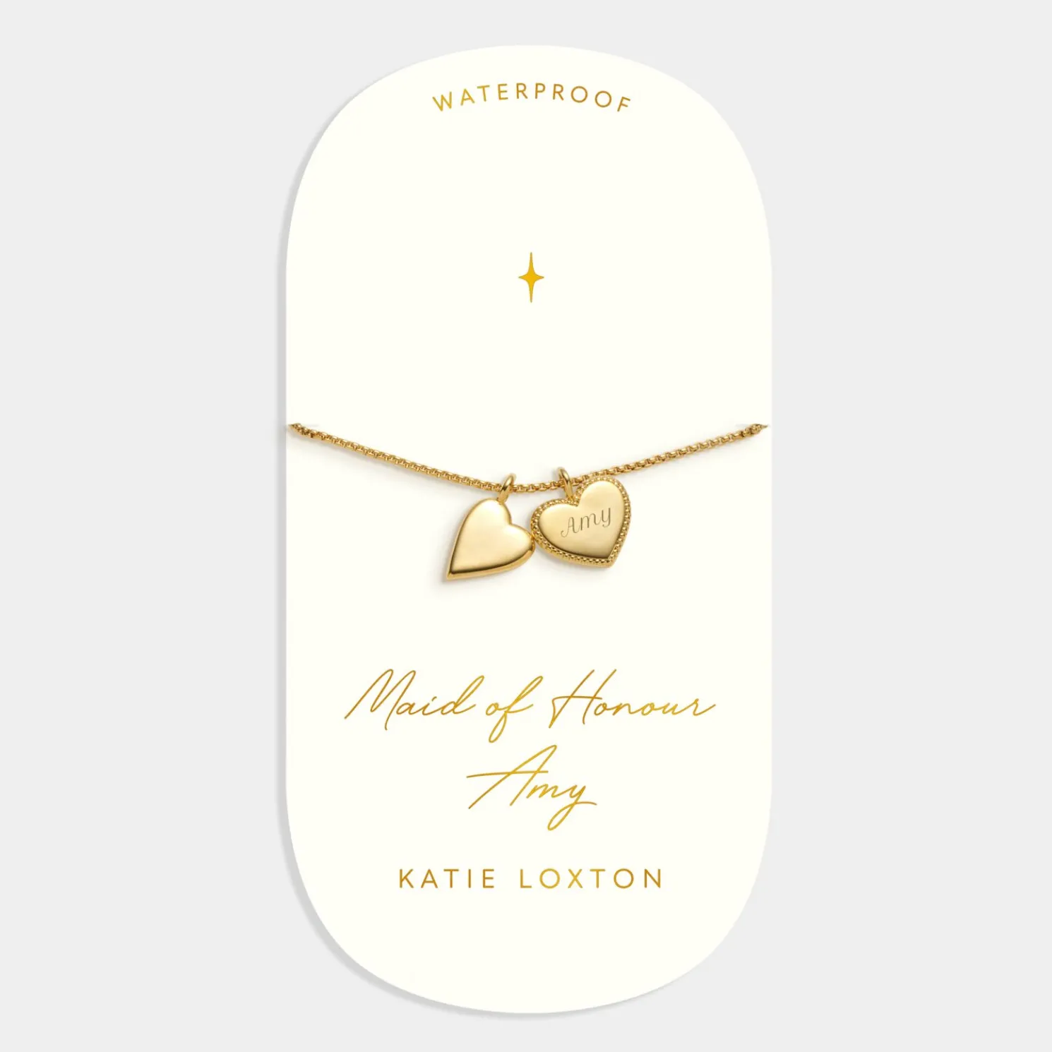 Maid Of Honour' Waterproof Gold Bridal Charm Bracelet