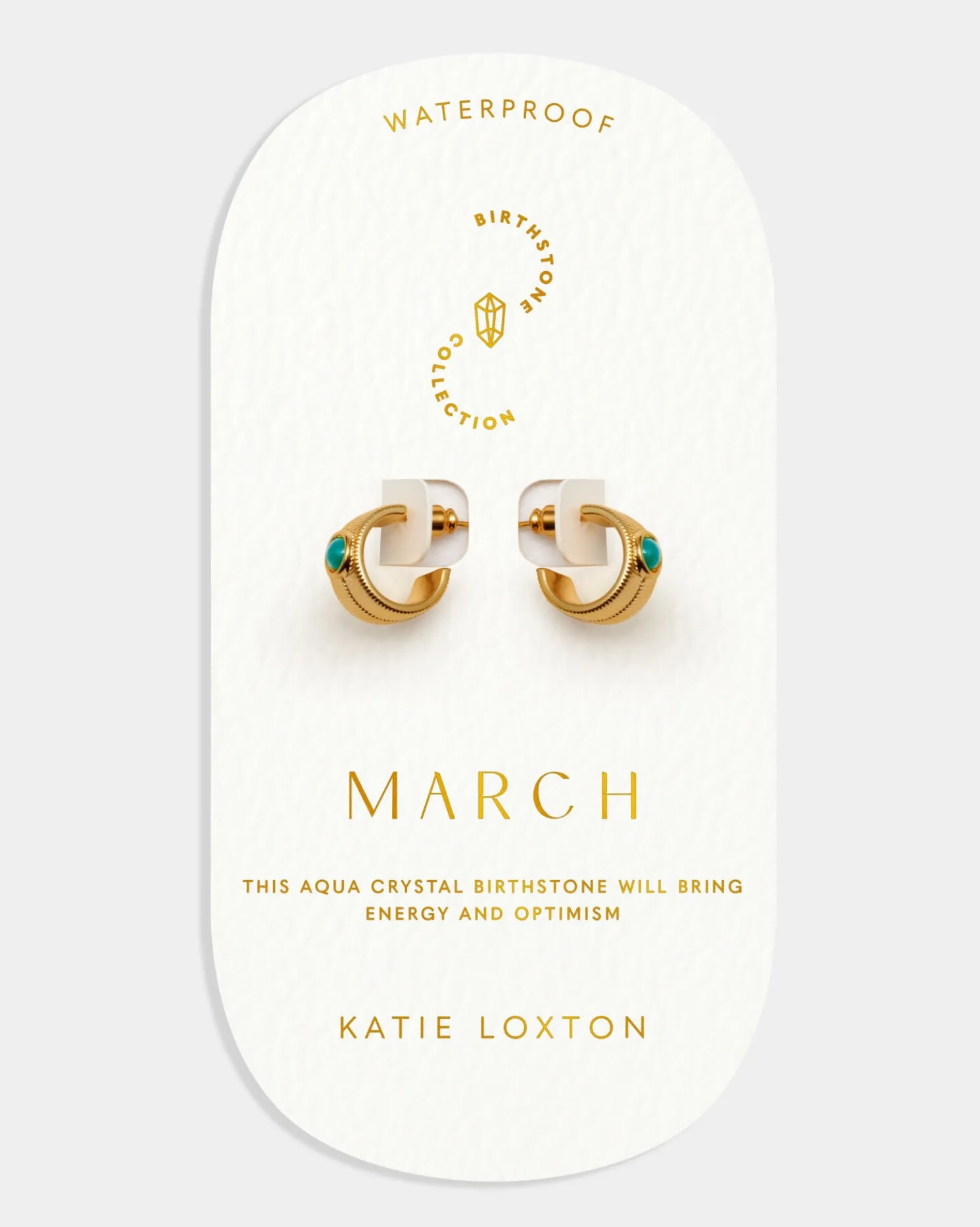 March' Waterproof Gold Birthstone Hoop Earrings