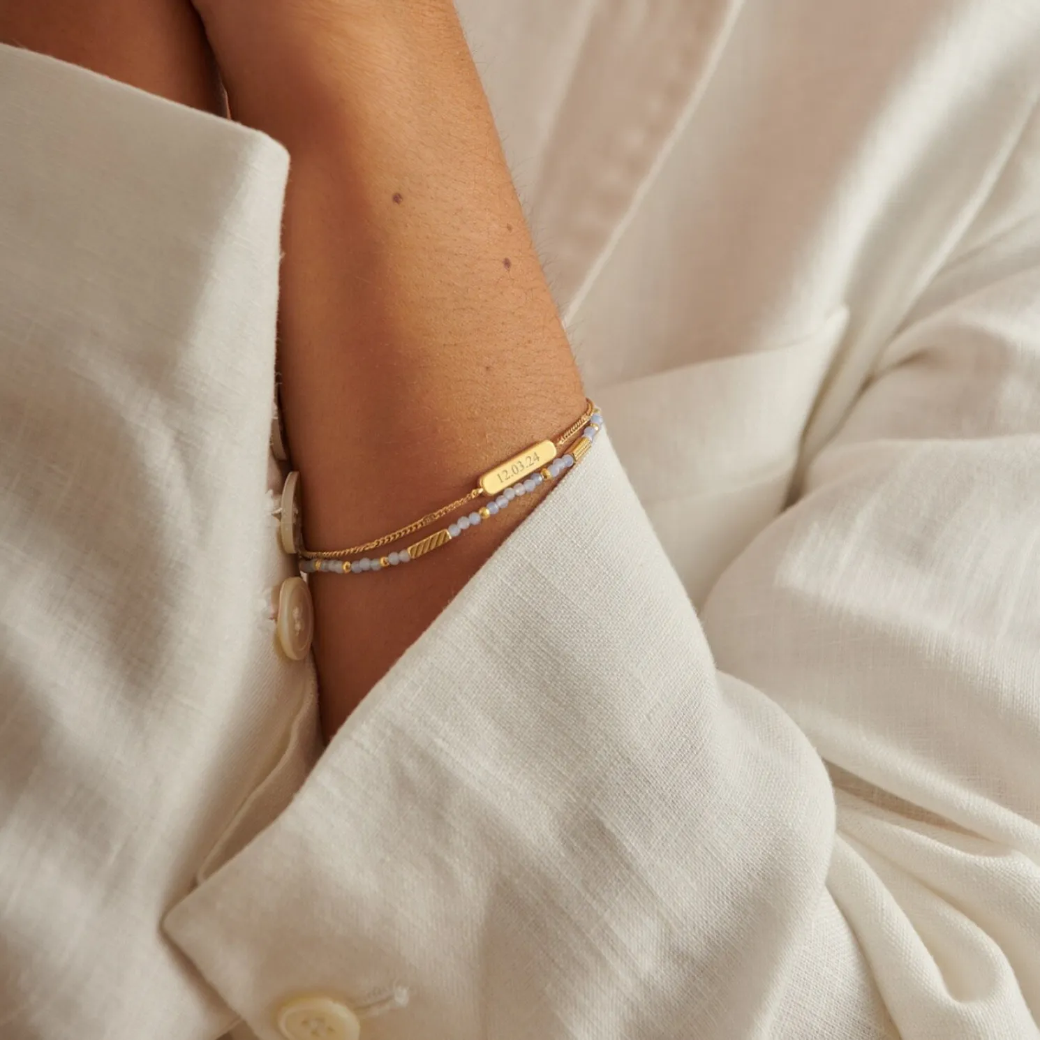 March' Waterproof Gold Birthstone Bracelet