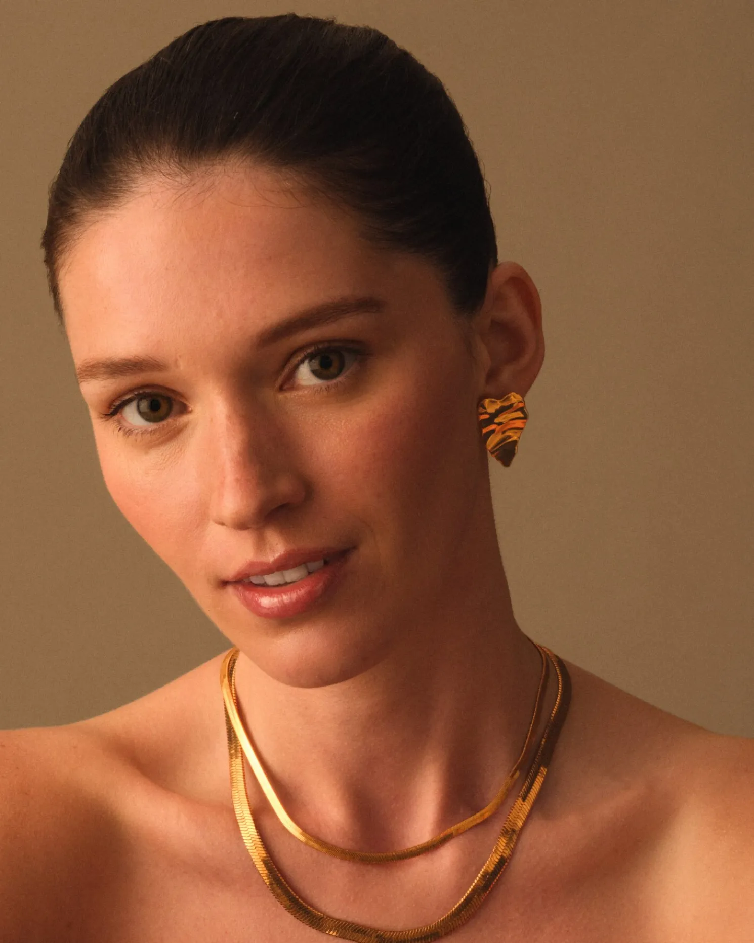 Molten Waterproof Gold Heart Oversized Earrings