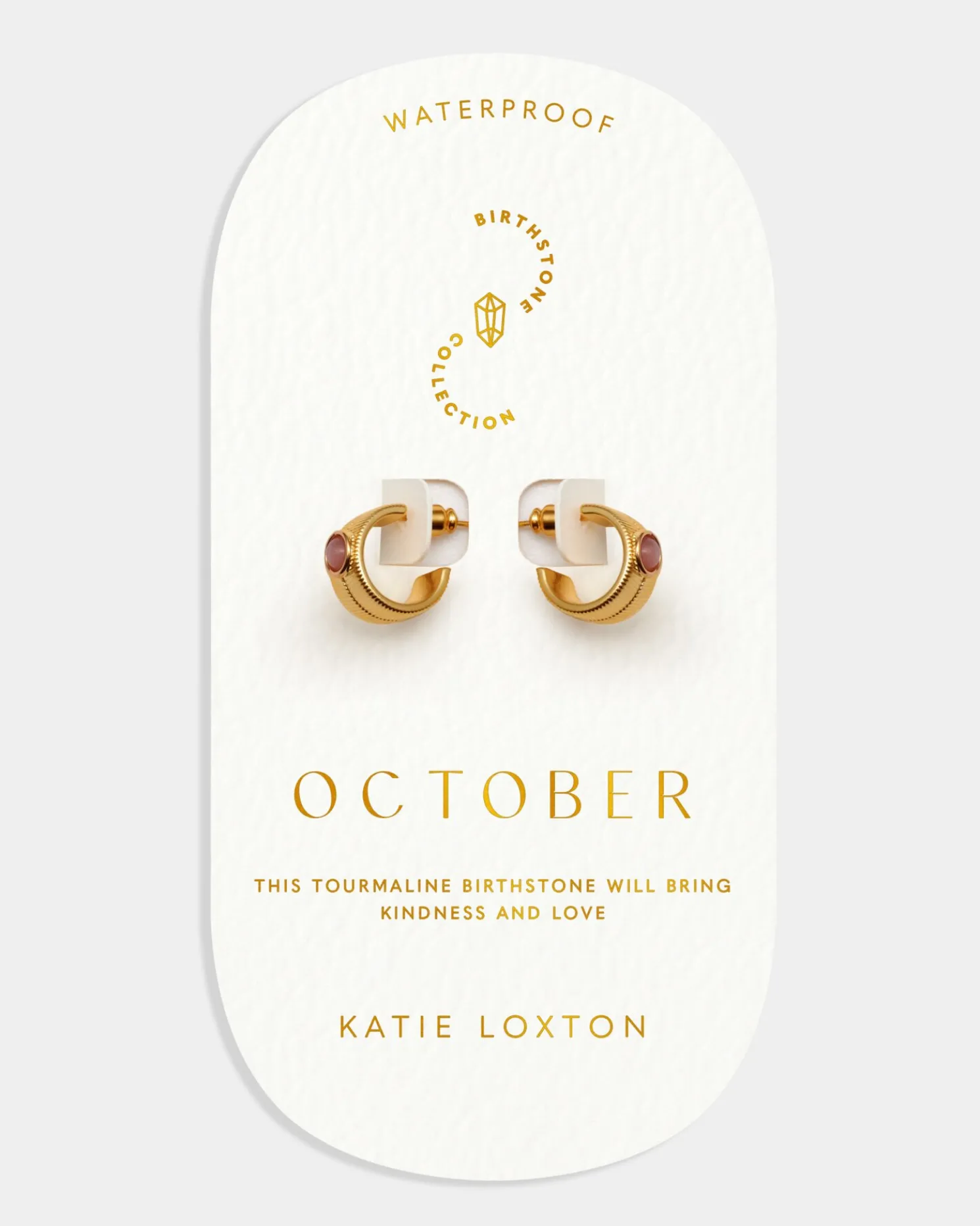 October' Waterproof Gold Birthstone Hoop Earrings