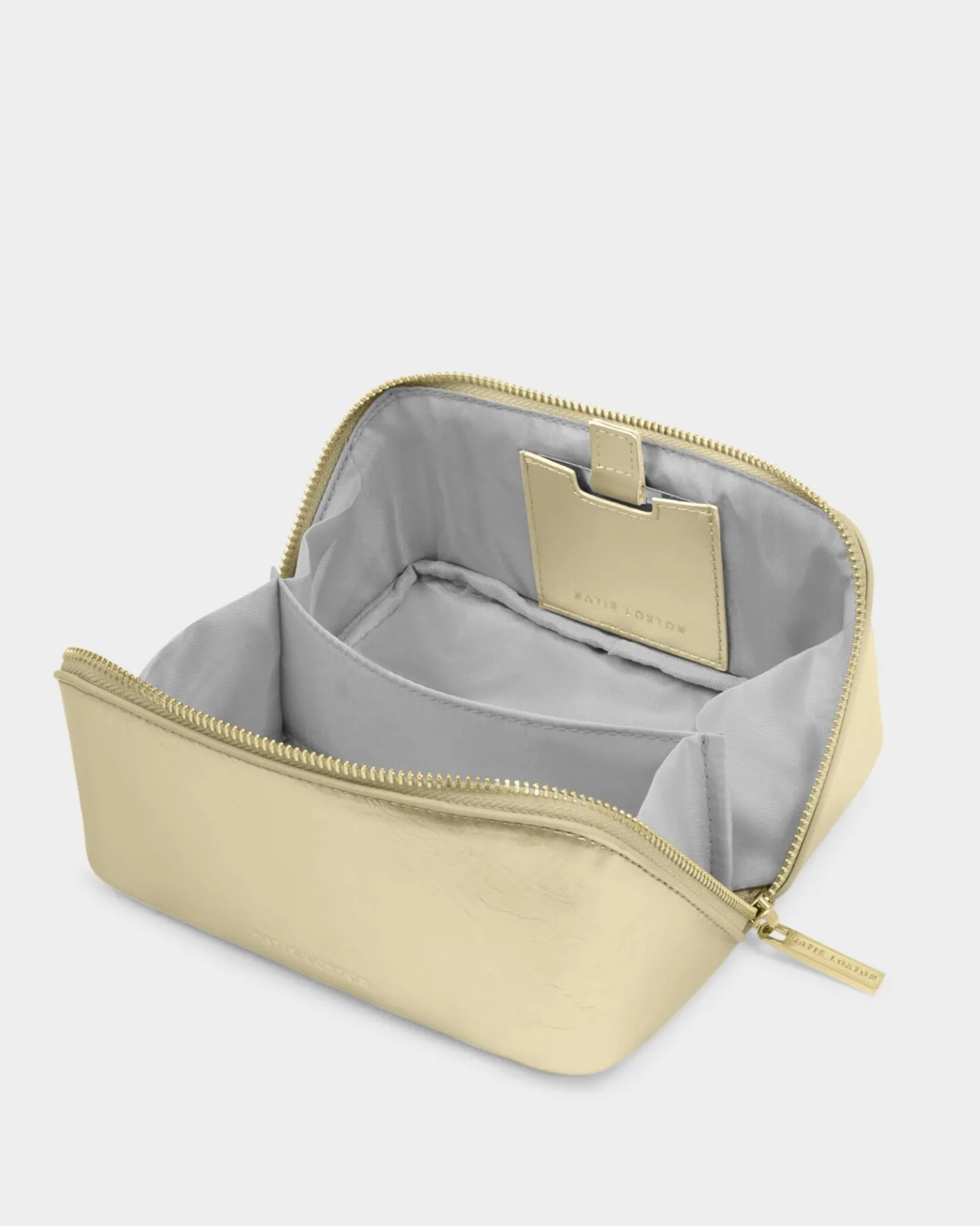 Patent Crackle Fold-Out Mirror Makeup Bag