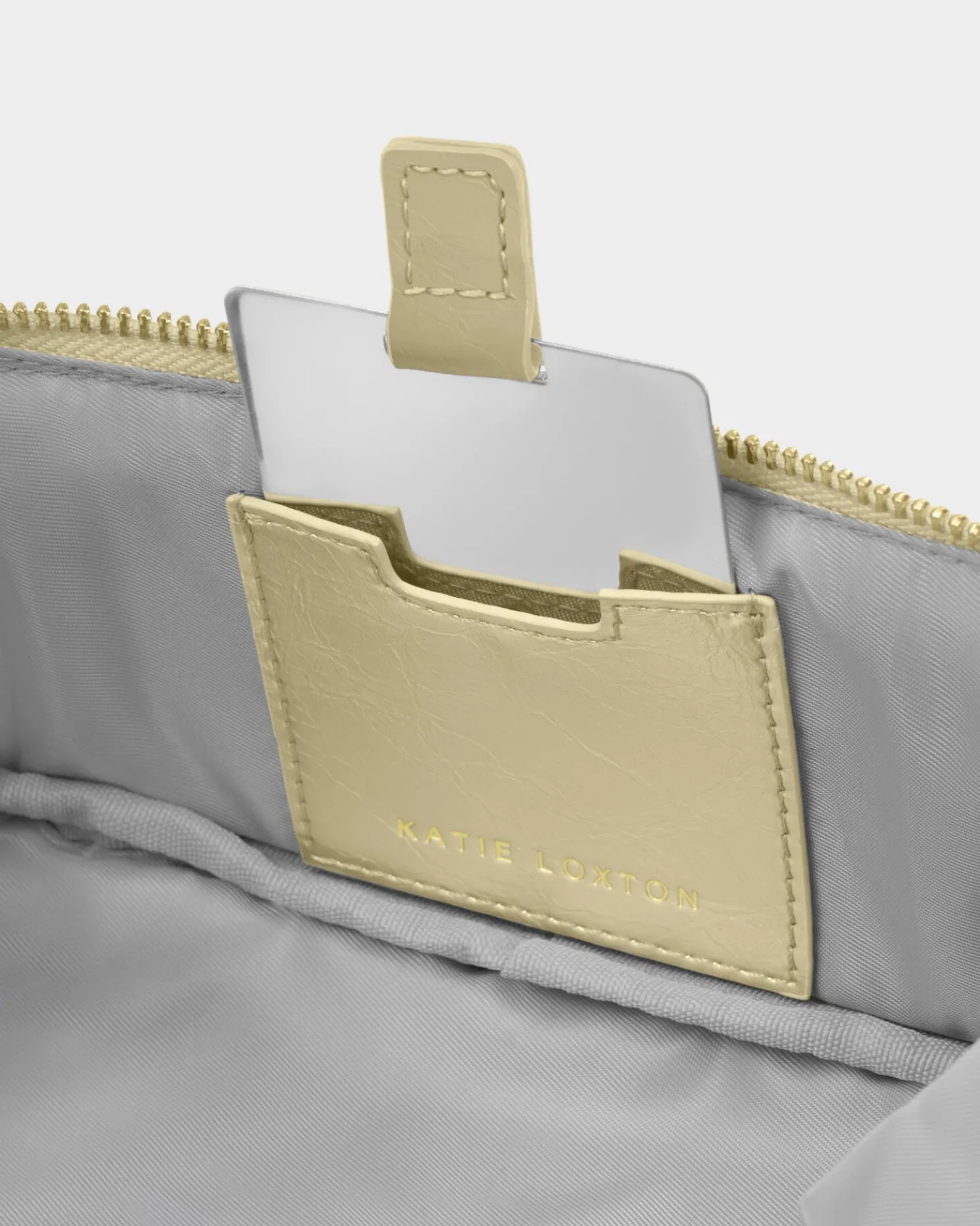 Patent Crackle Fold-Out Mirror Makeup Bag