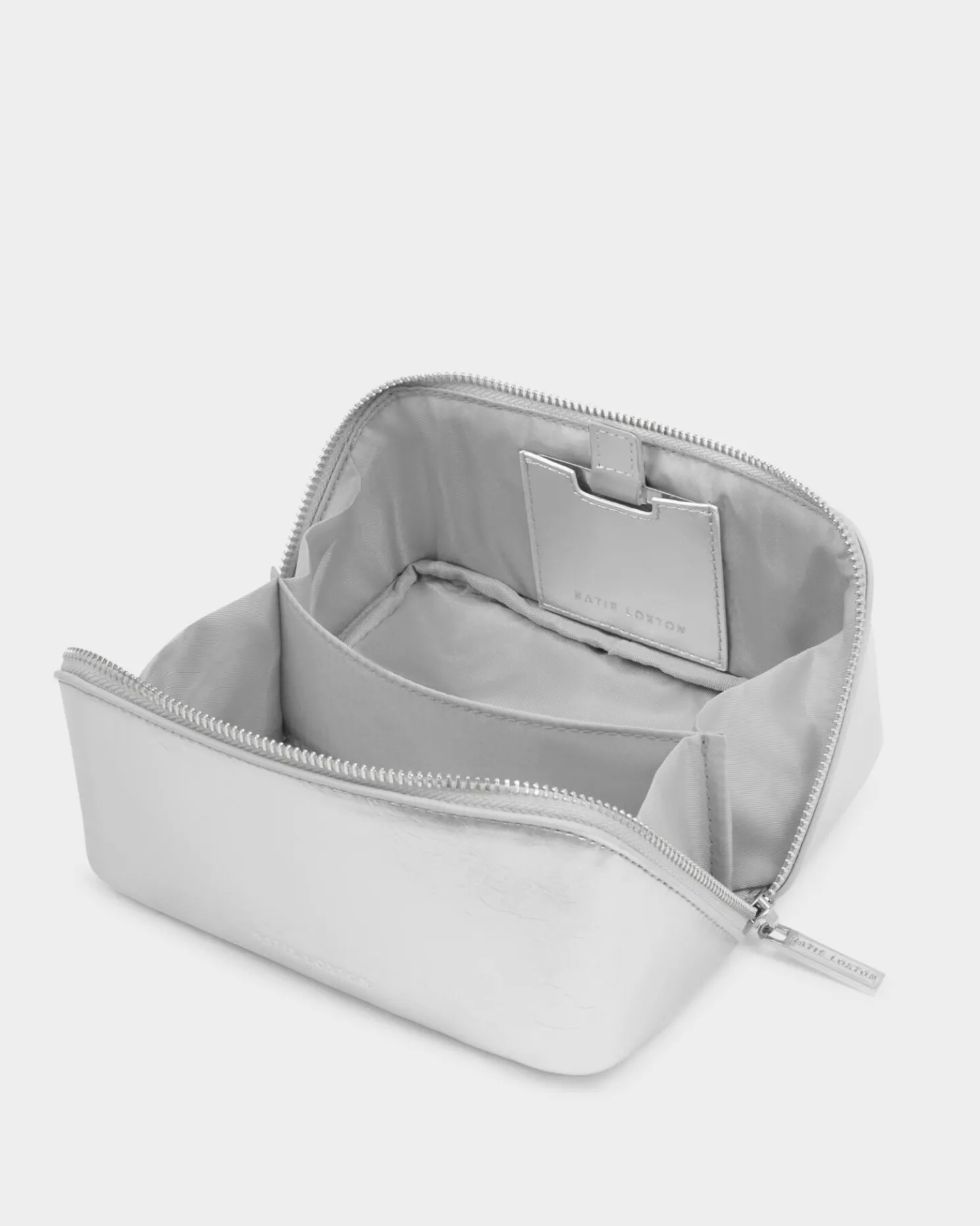 Patent Crackle Fold-Out Mirror Makeup Bag