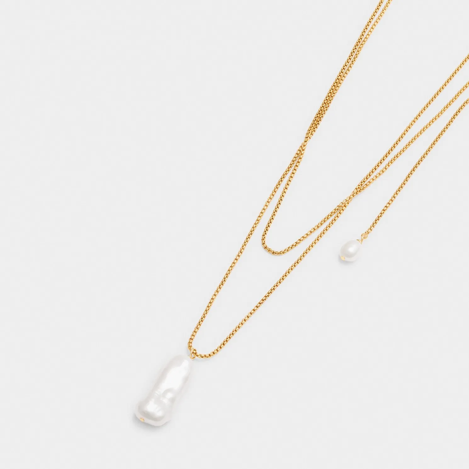 Pearl Lustre Waterproof Gold Lariat Necklace