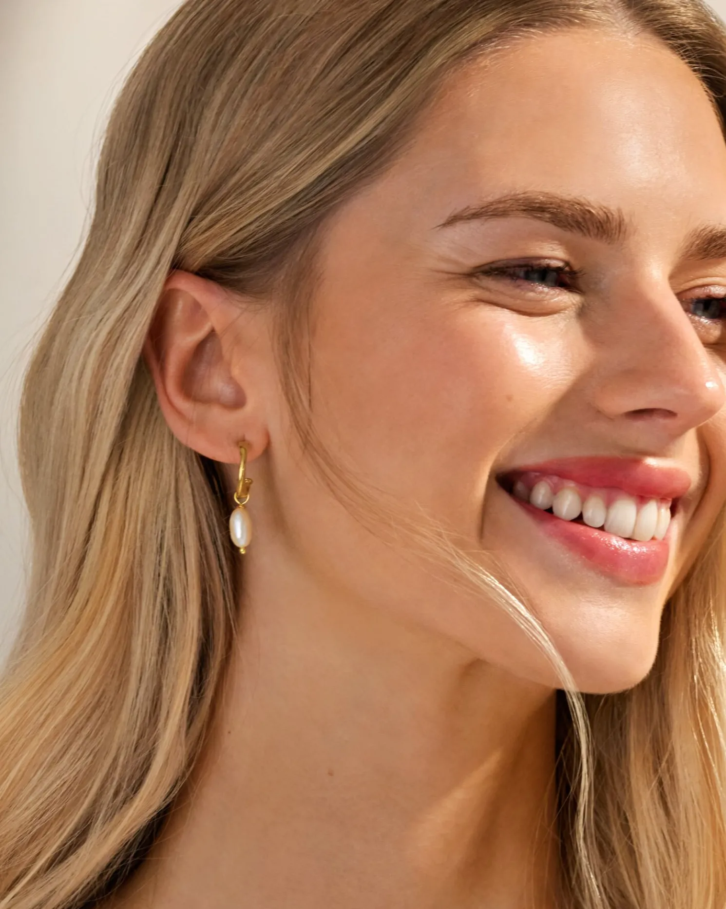 Pearl Lustre Waterproof Gold Hoop Earrings