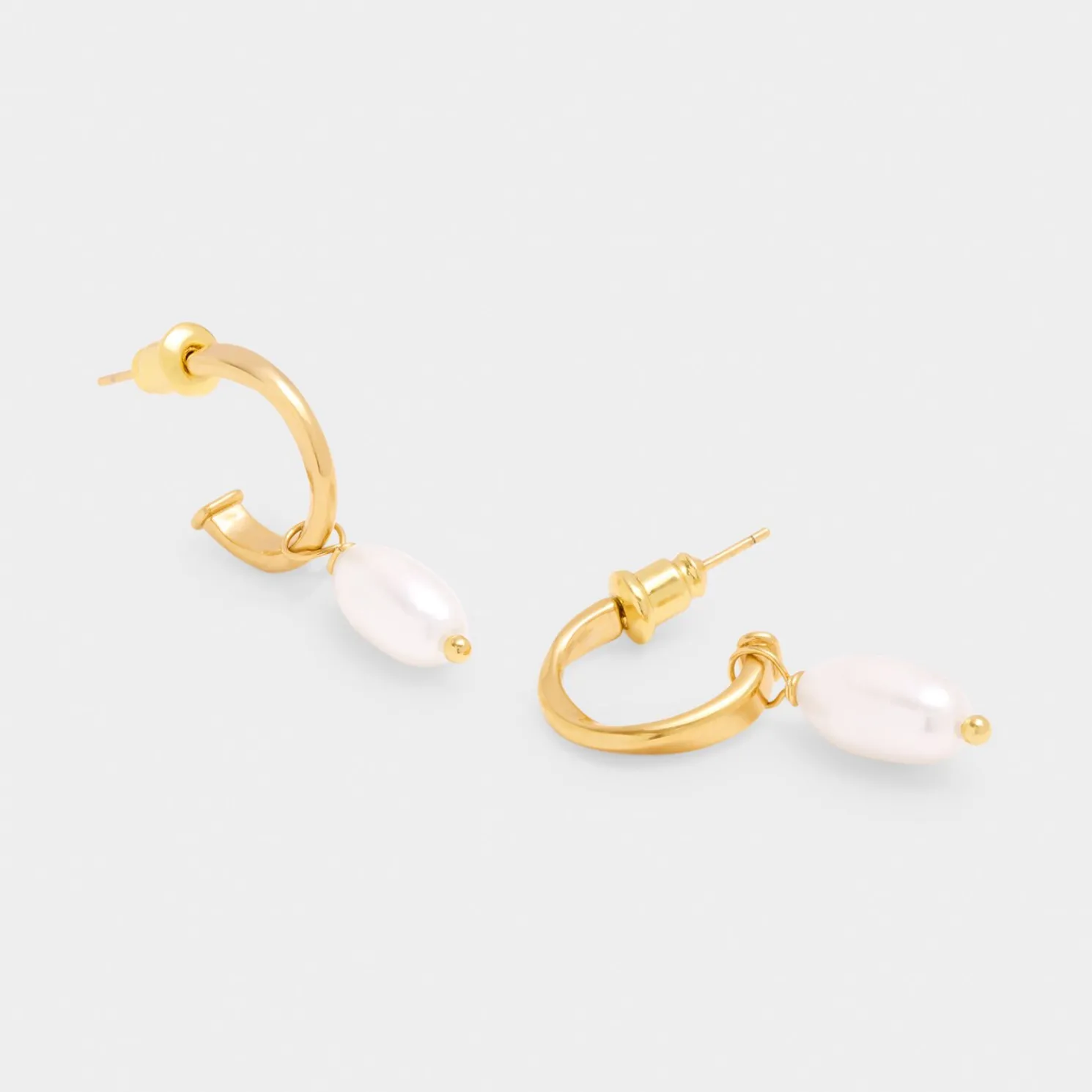 Pearl Lustre Waterproof Gold Hoop Earrings