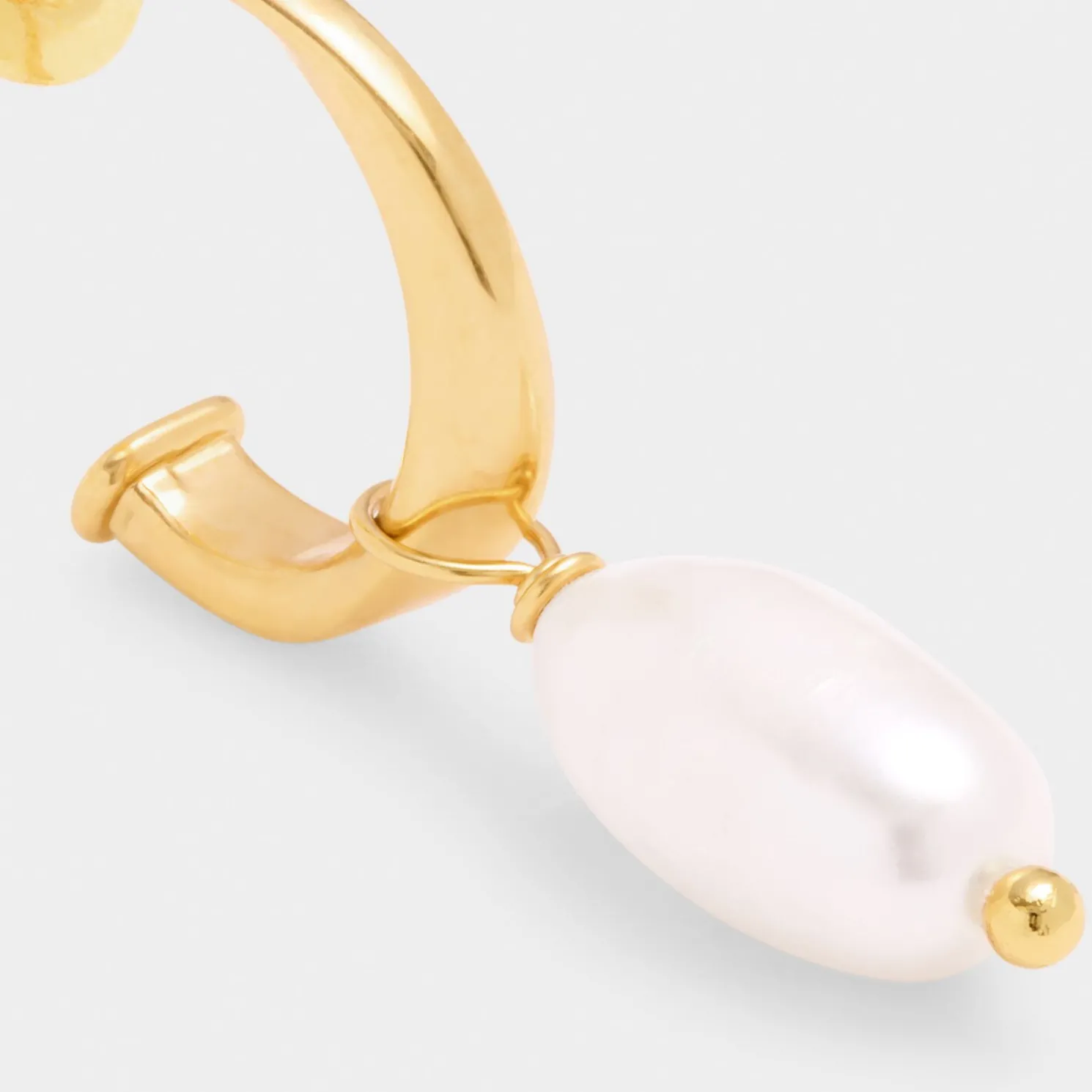 Pearl Lustre Waterproof Gold Hoop Earrings