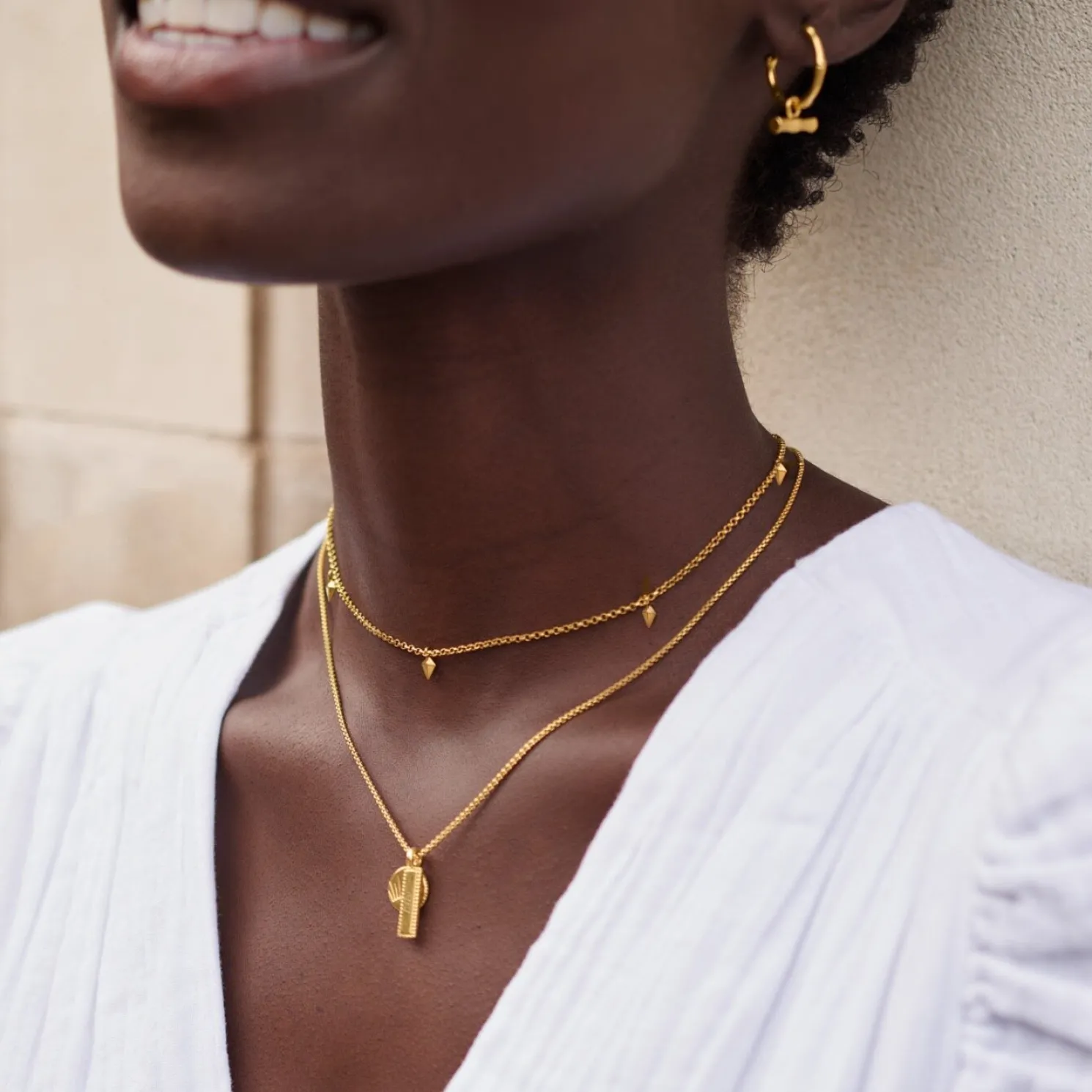 Positivity' Waterproof Gold Charm Necklace