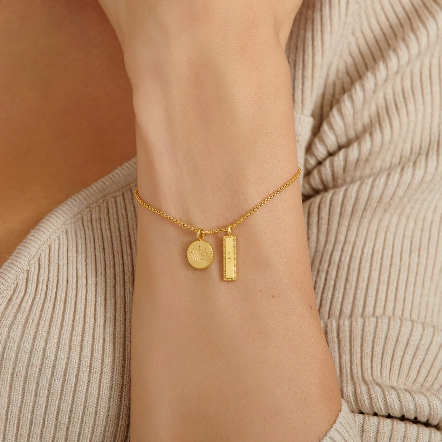 Positivity' Waterproof Gold Charm Bracelet