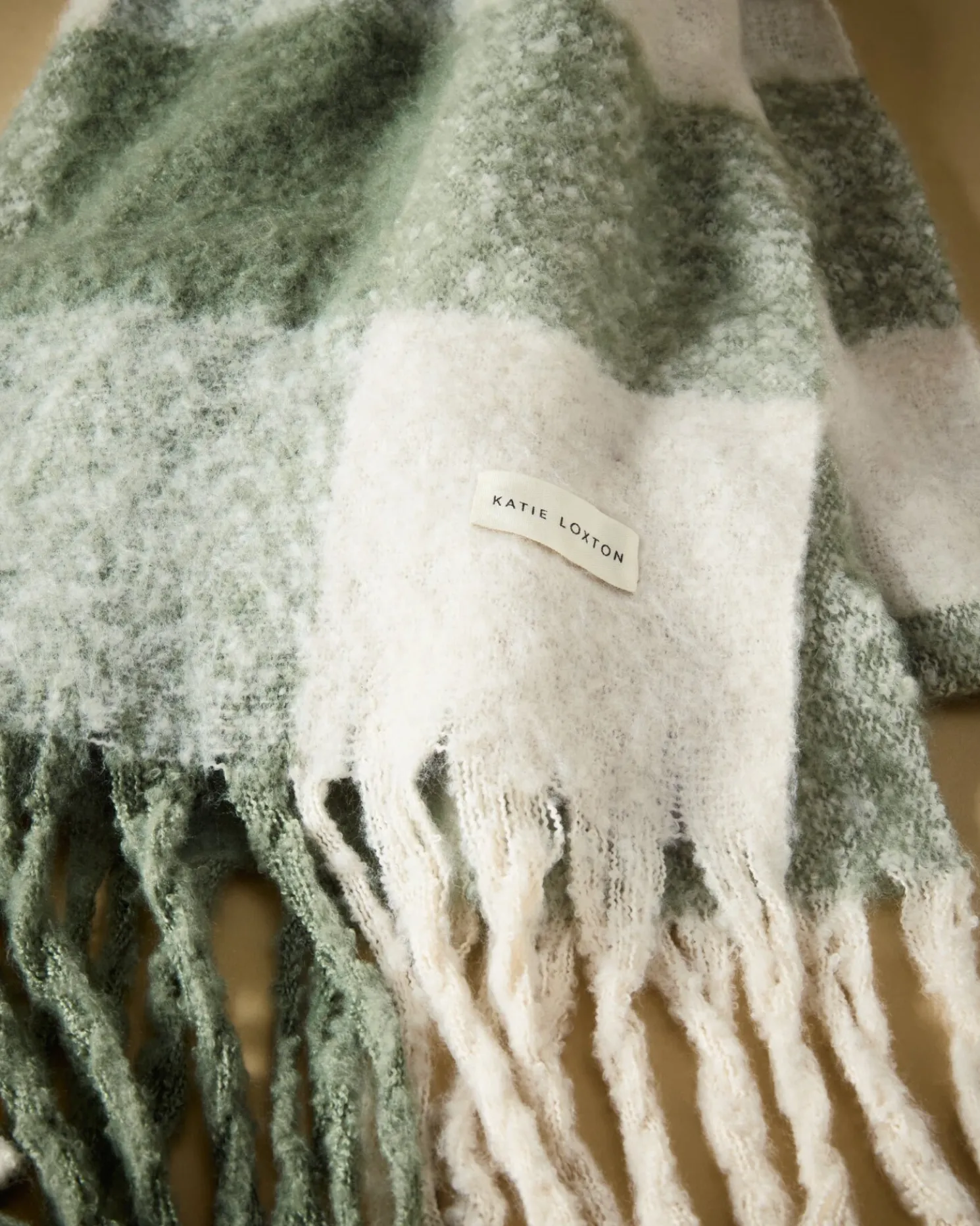 Recycled Checked Tassel Scarf