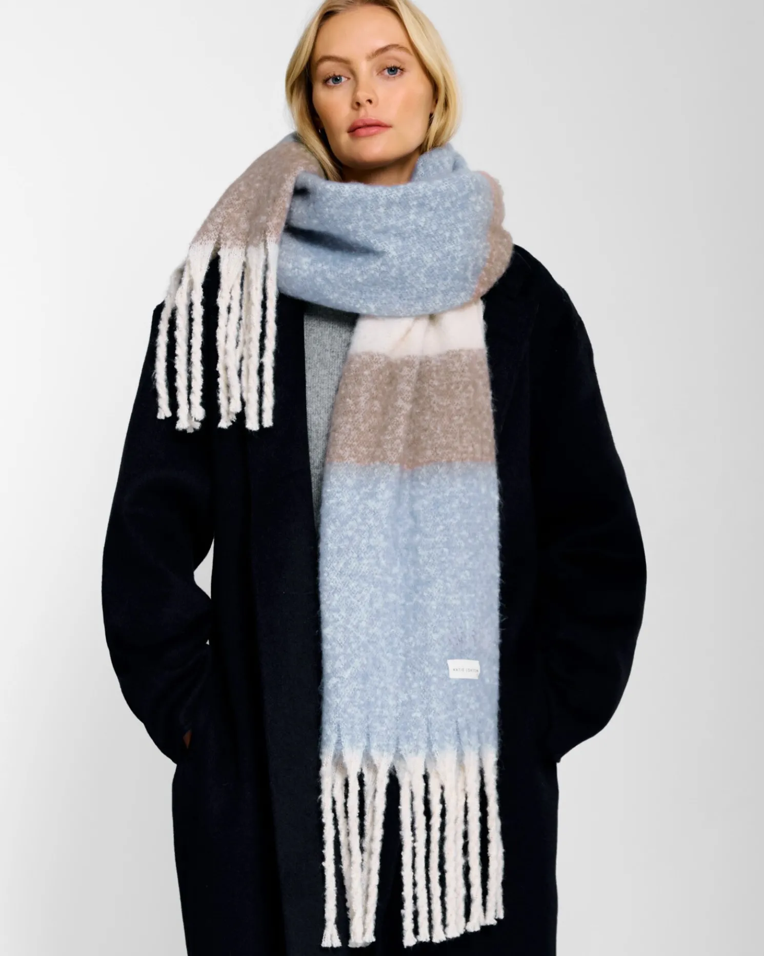 Recycled Striped Tassel Scarf