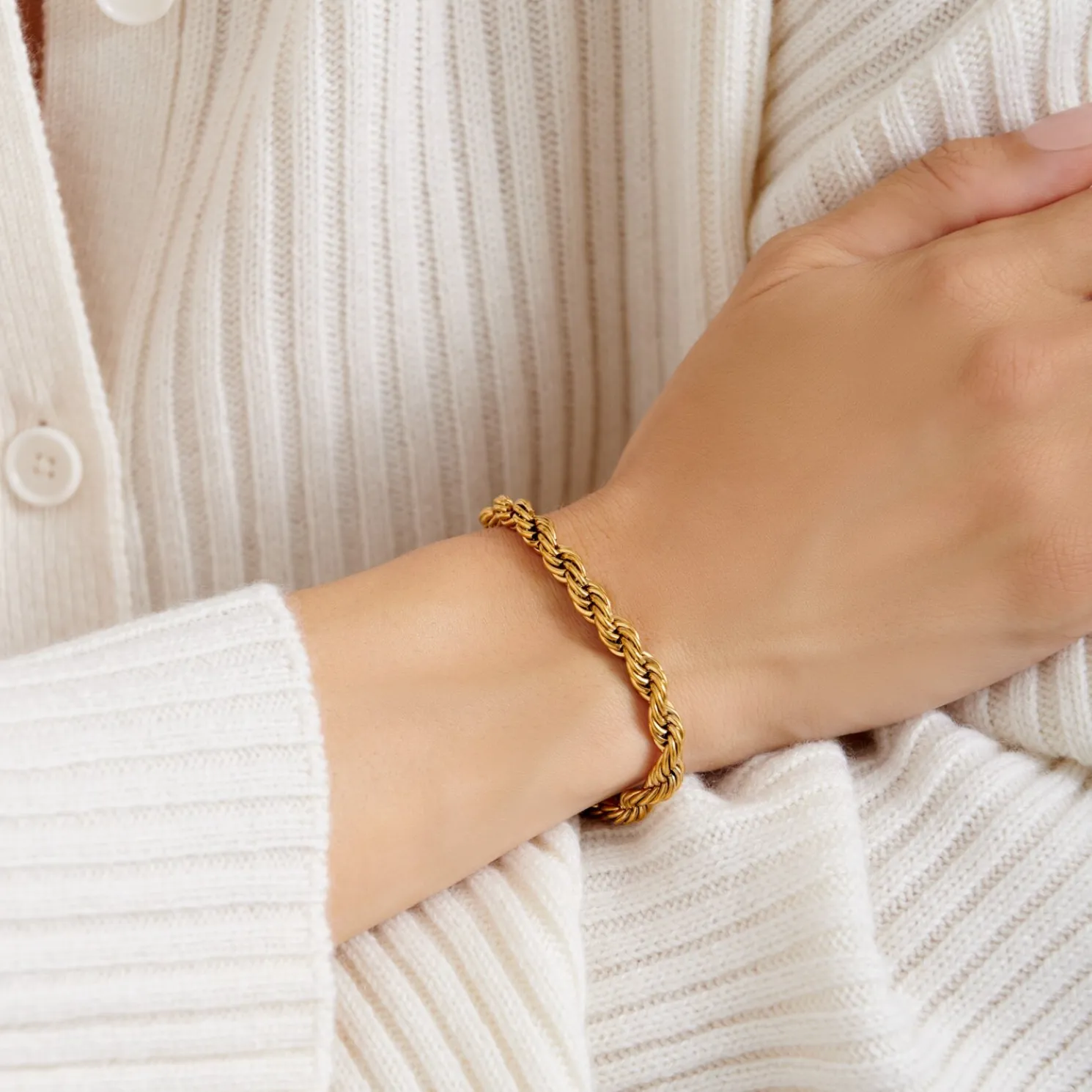 Reine Waterproof Gold Rope Bracelet