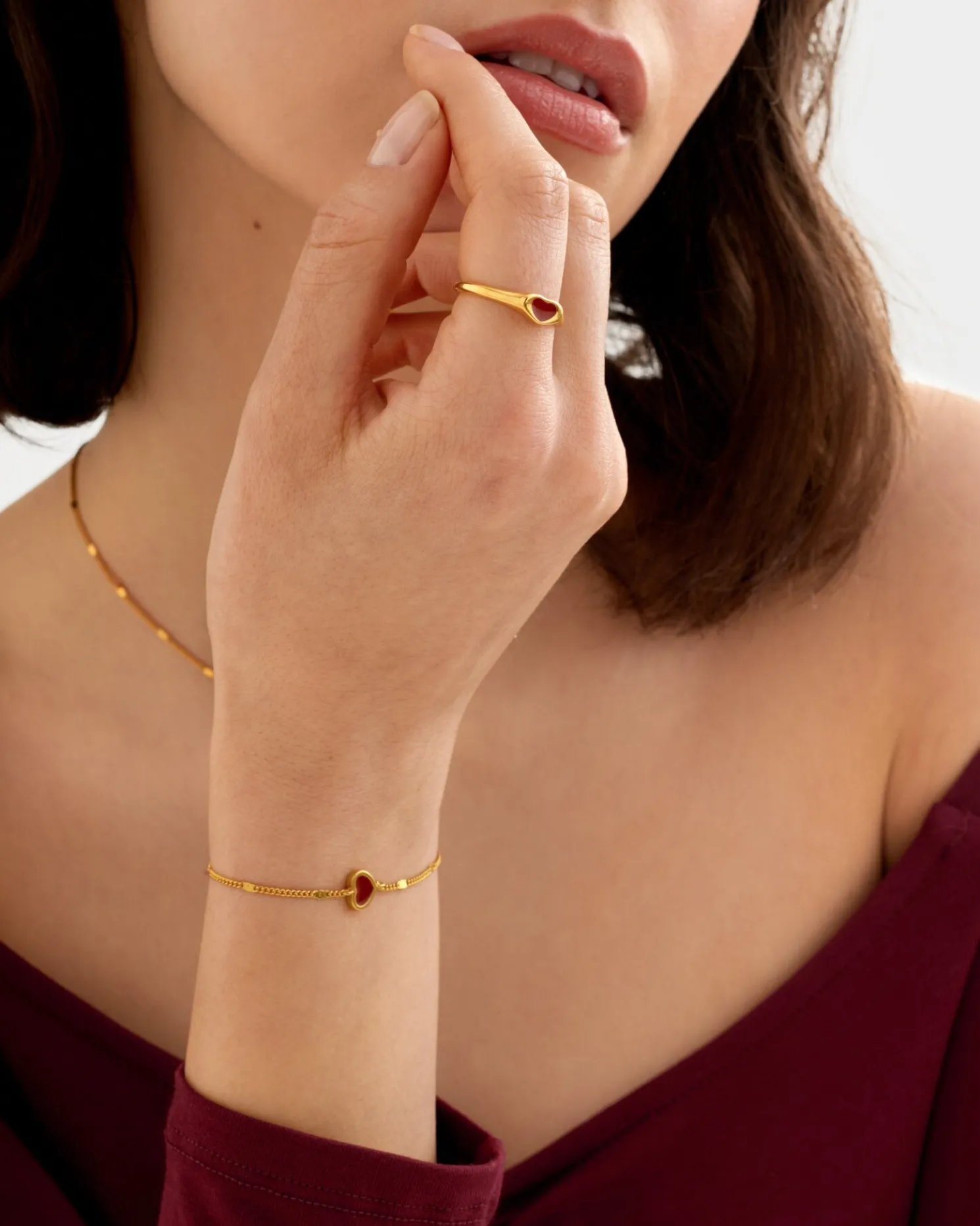 Rouge Waterproof Gold Heart Bracelet