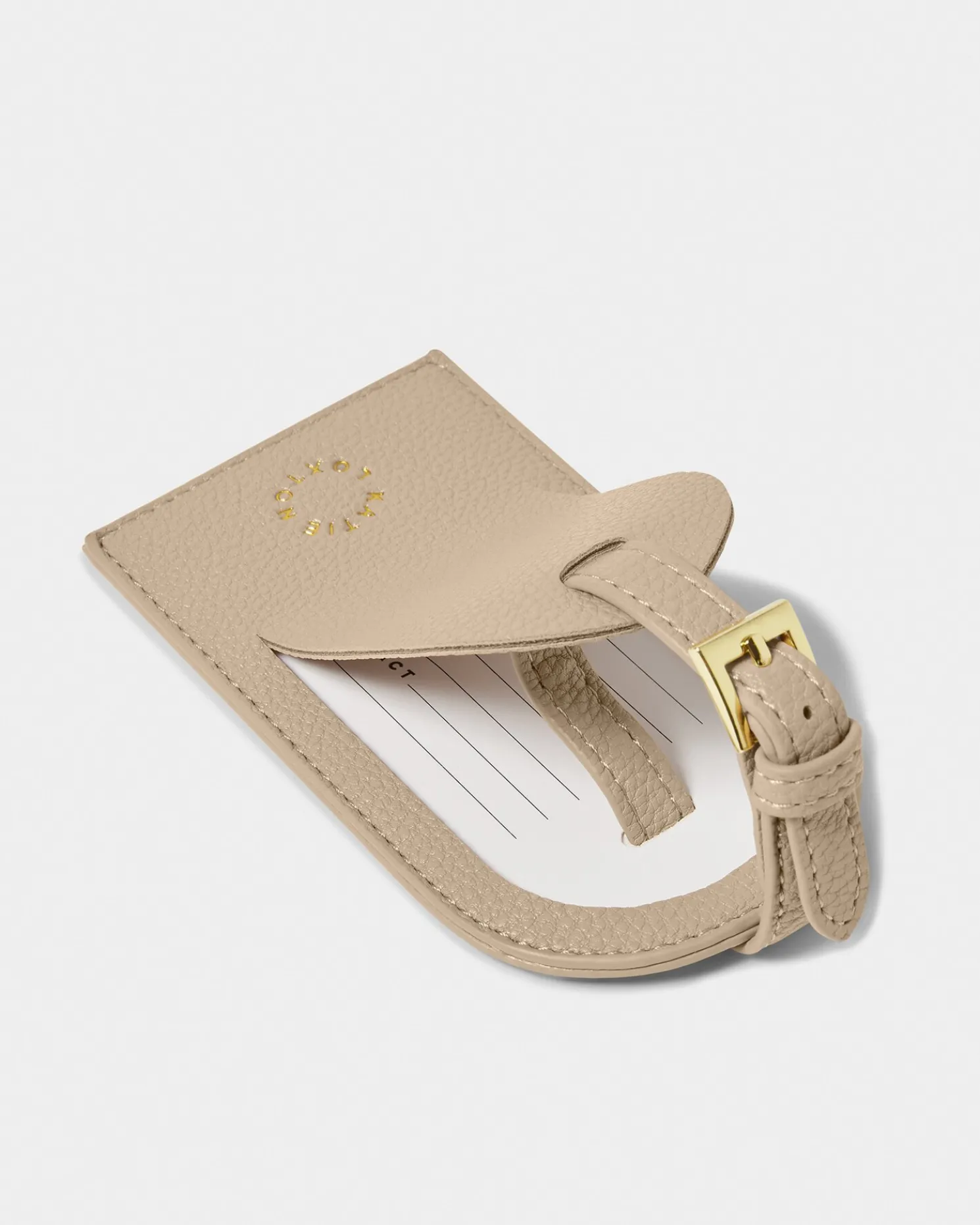 Sentiment Luggage Tag 'Adventure Memories Happiness' in Light Taupe