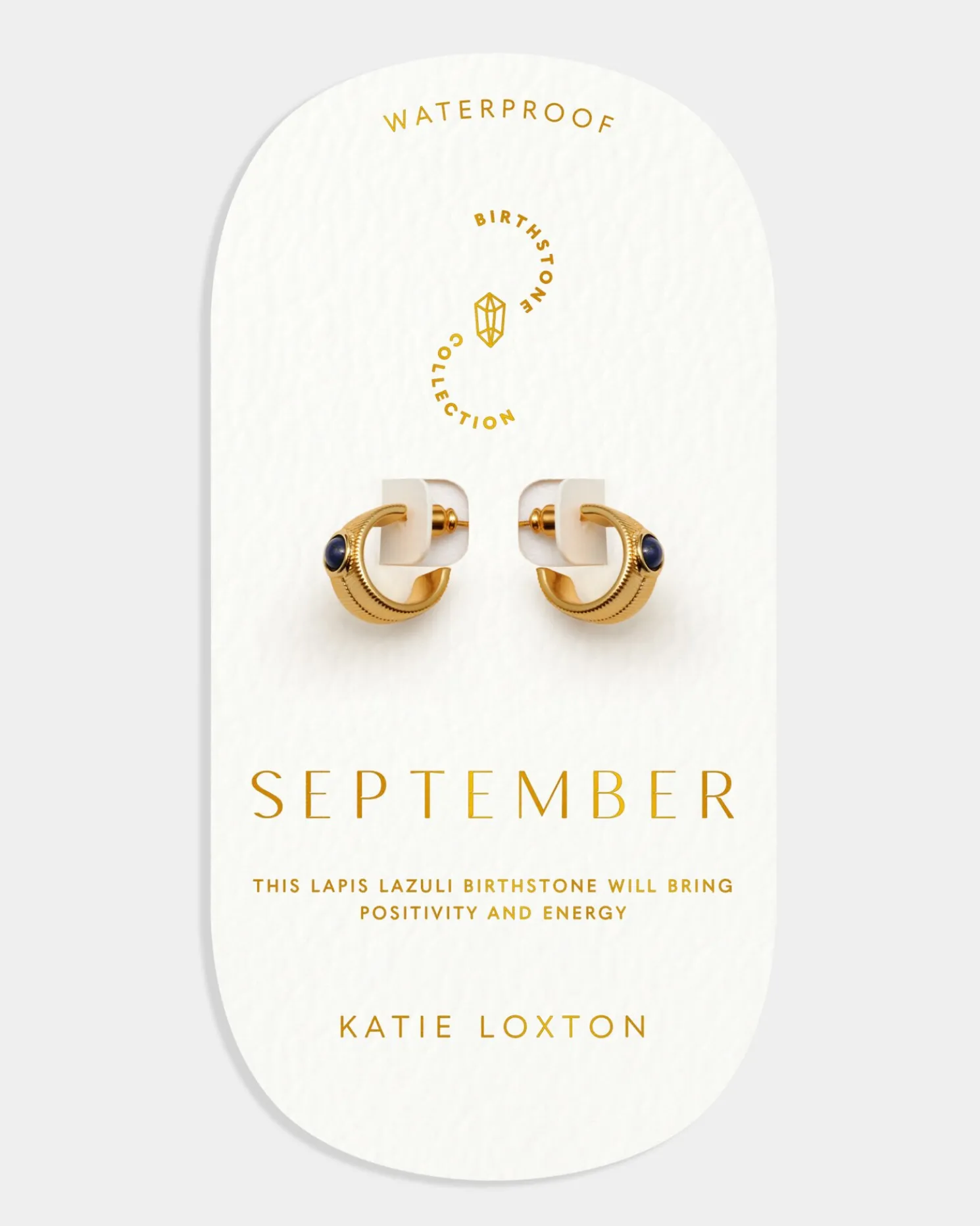 September' Waterproof Gold Birthstone Hoop Earrings