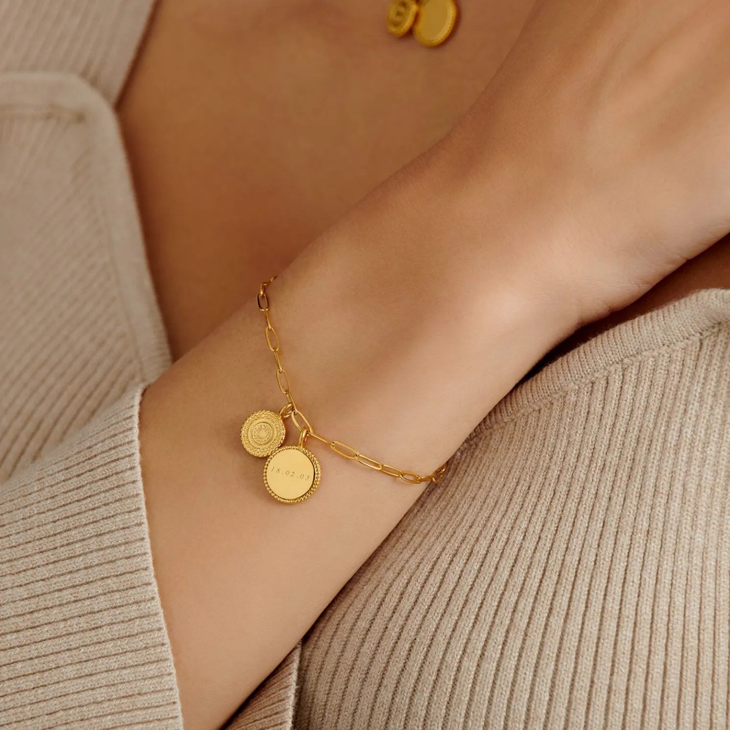Sister' Waterproof Gold Charm Bracelet
