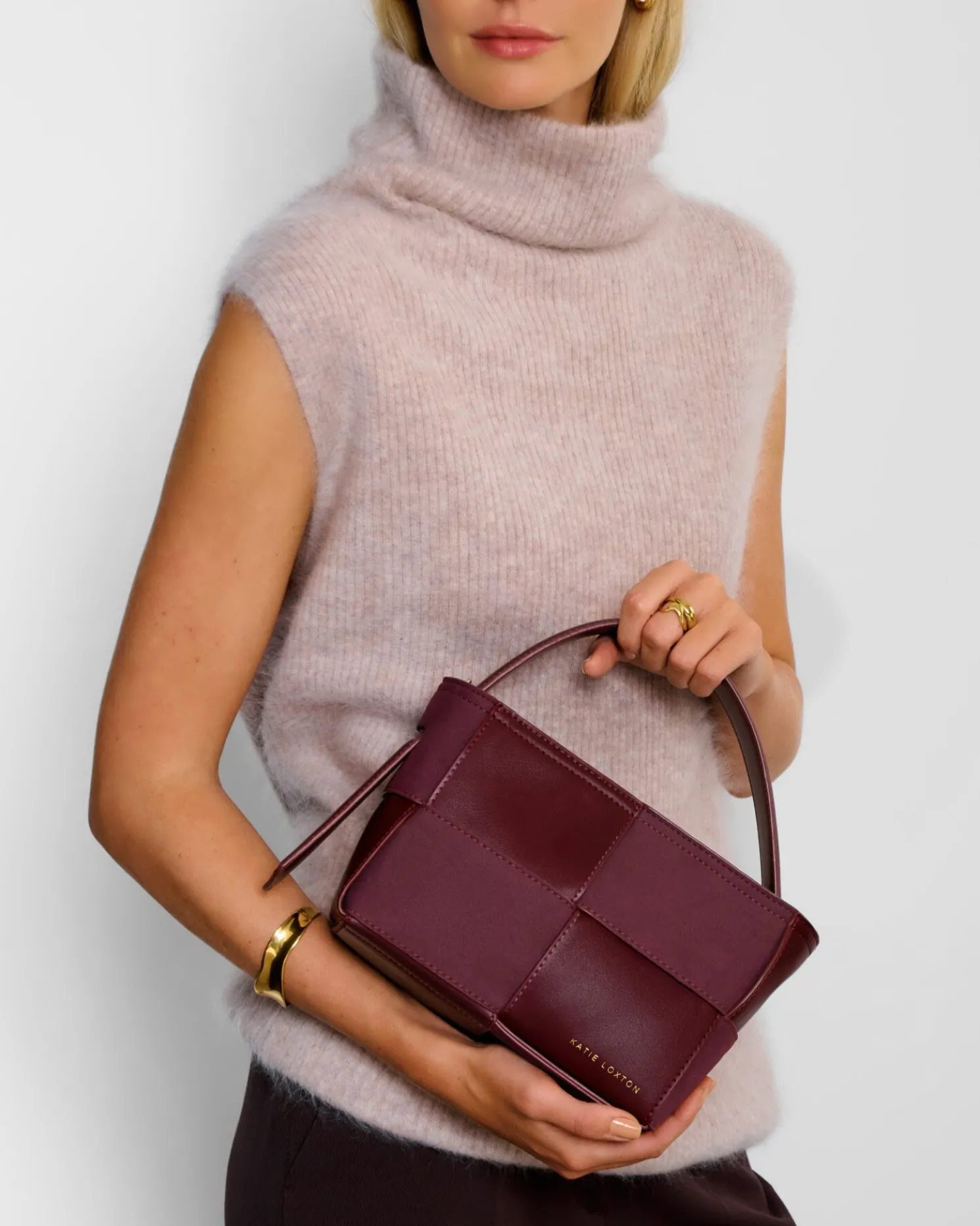 Taya Hand Woven Suedette Top Handle Bag